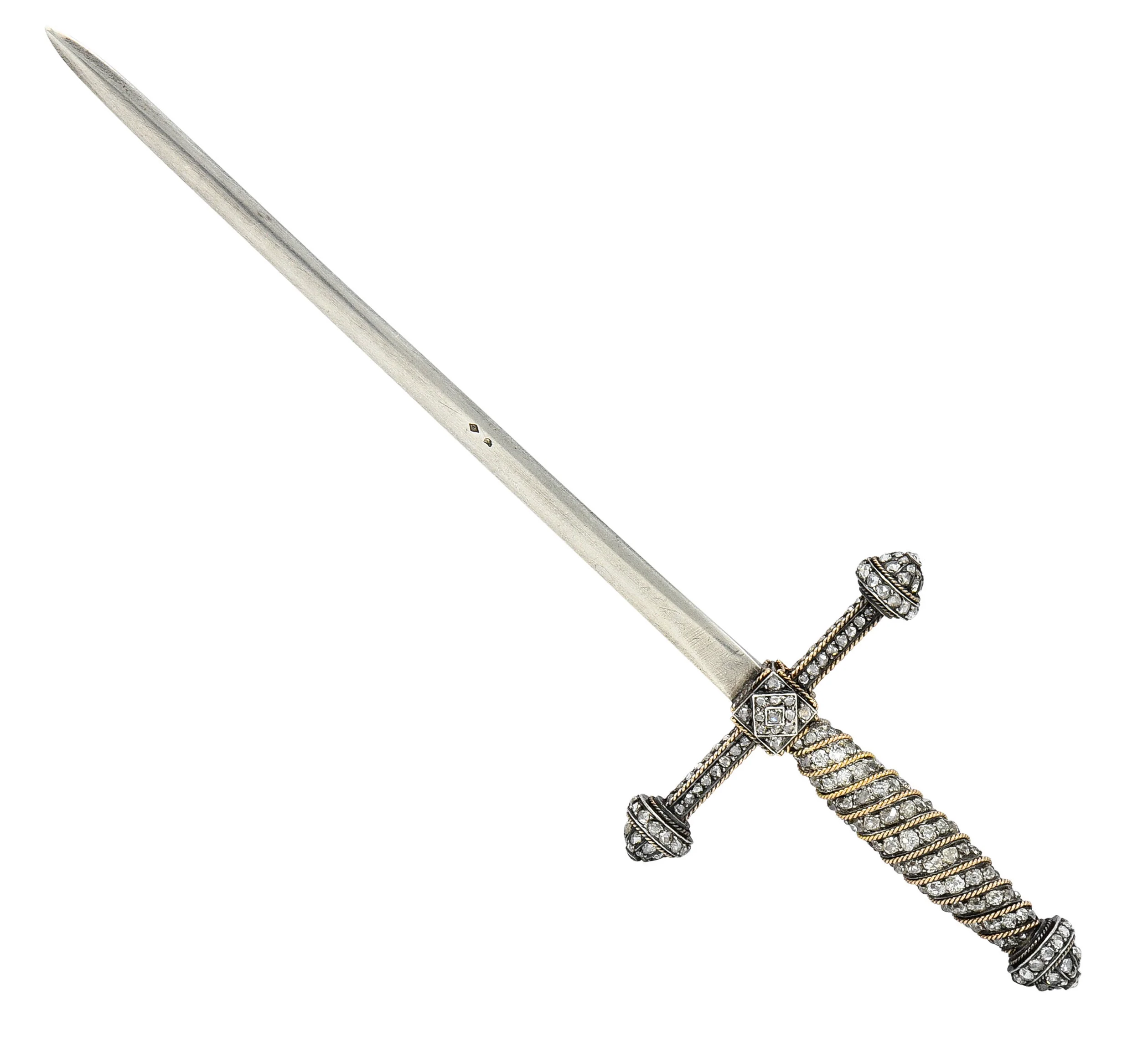 Large Victorian French 18 Karat Gold Silver Diamond Letter Opener Objet D Art - Image 10