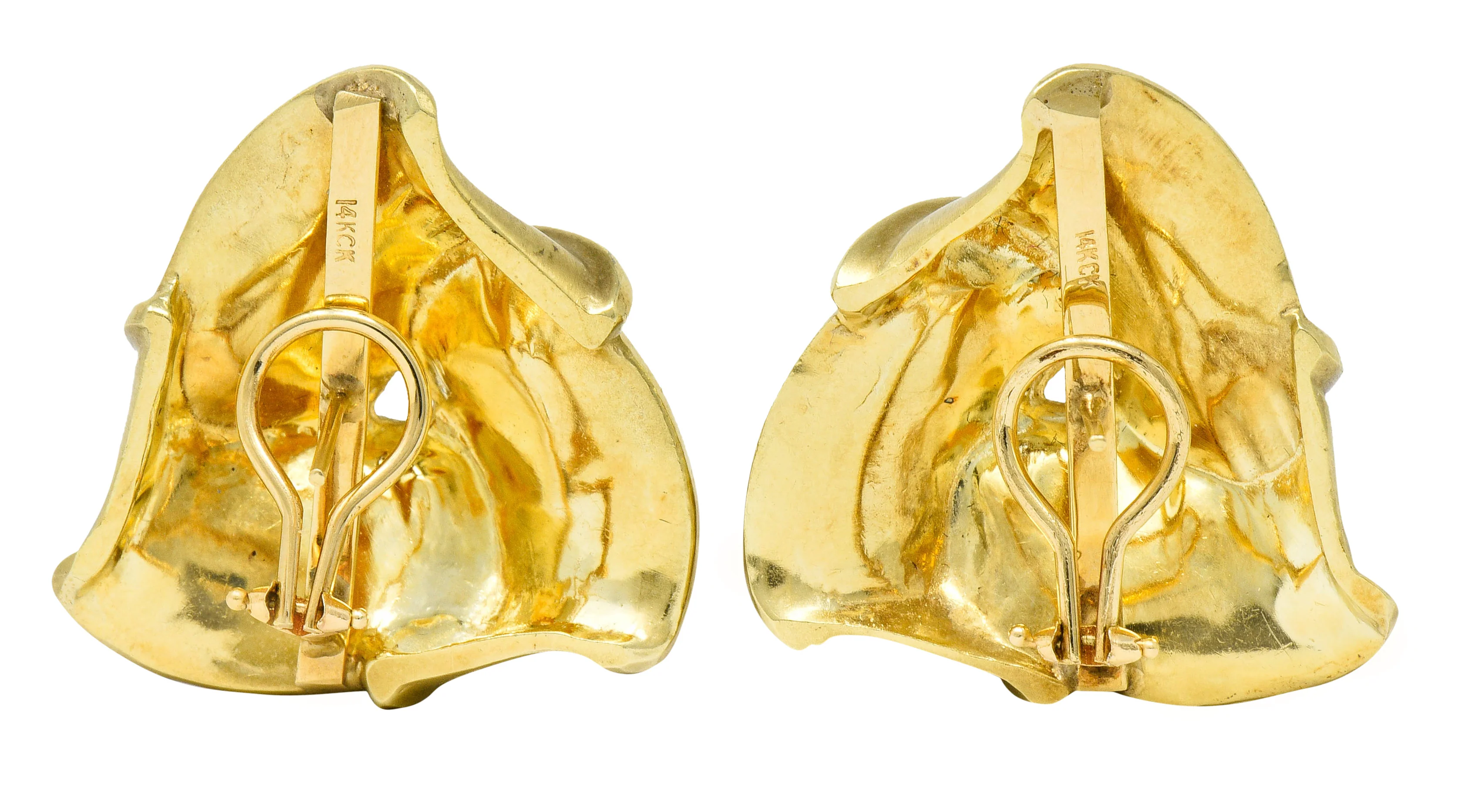 Large Vintage 14 Karat Gold Trefoil Knot Earrings Circa 1990s - Image 5