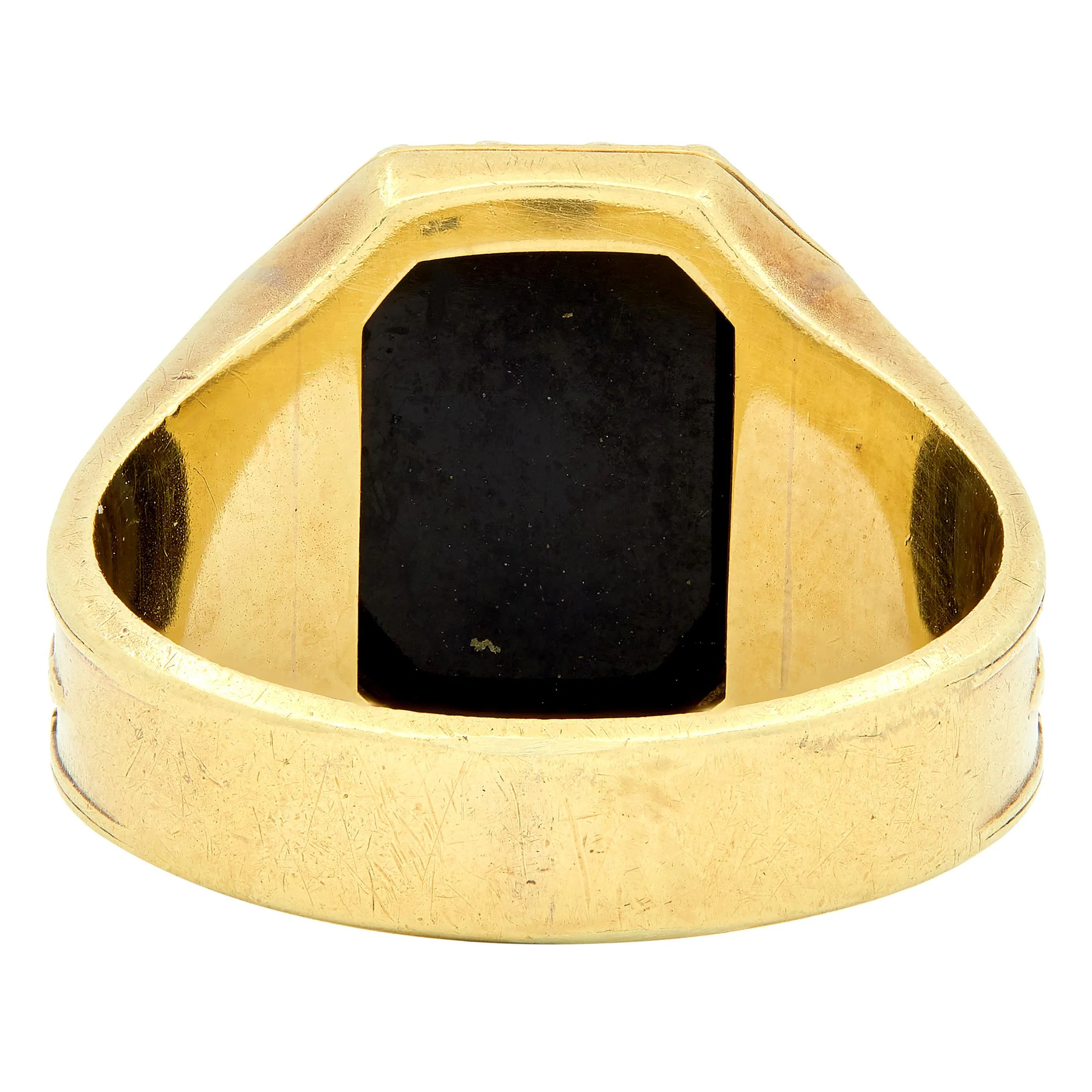 Larter & Son Victorian Onyx 14 Karat Yellow Gold Gothic Renaissance Antique Unisex Signet Ring - Image 4