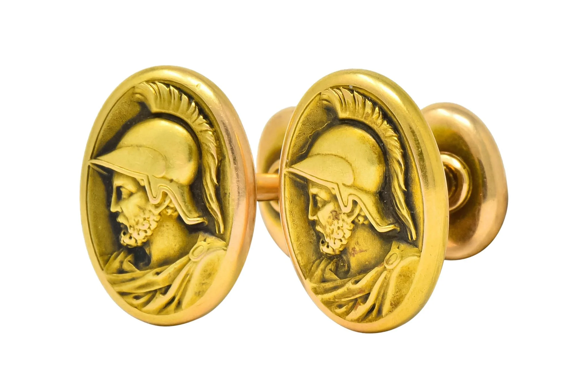 Larter & Sons 1905 Art Nouveau 14 Karat Gold Ajax Greek Warrior Men's Cufflinks - Image 3