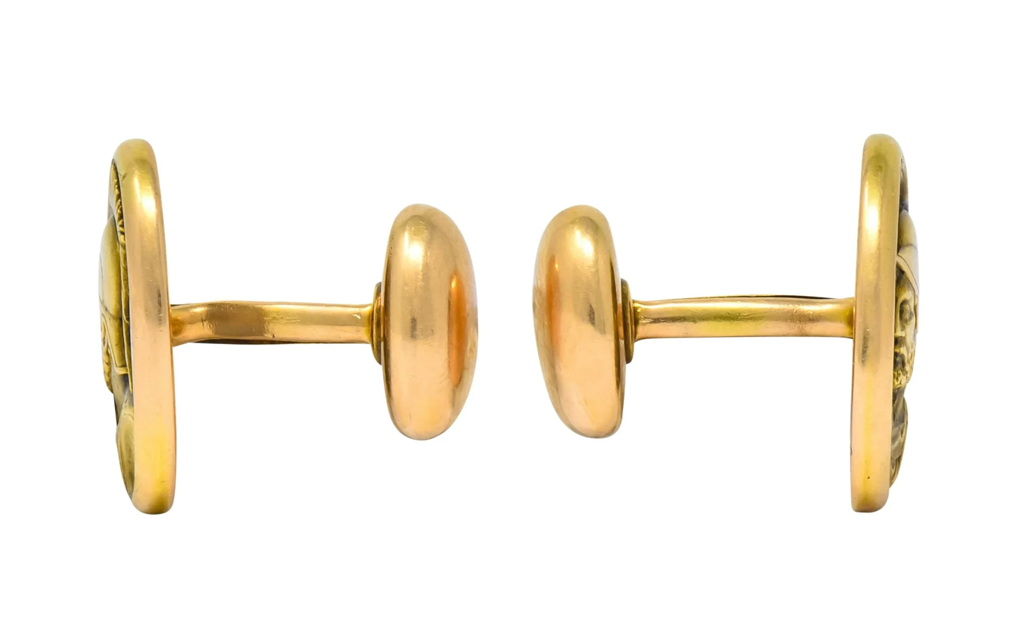 Larter & Sons 1905 Art Nouveau 14 Karat Gold Ajax Greek Warrior Men's Cufflinks - Image 4