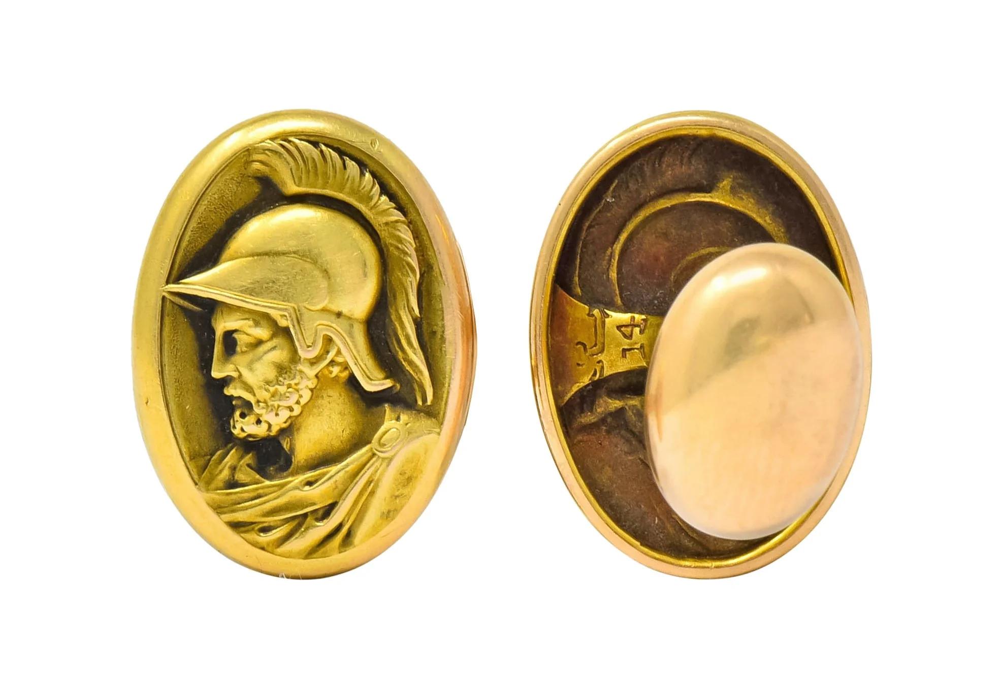 Larter & Sons 1905 Art Nouveau 14 Karat Gold Ajax Greek Warrior Men's Cufflinks - Image 6