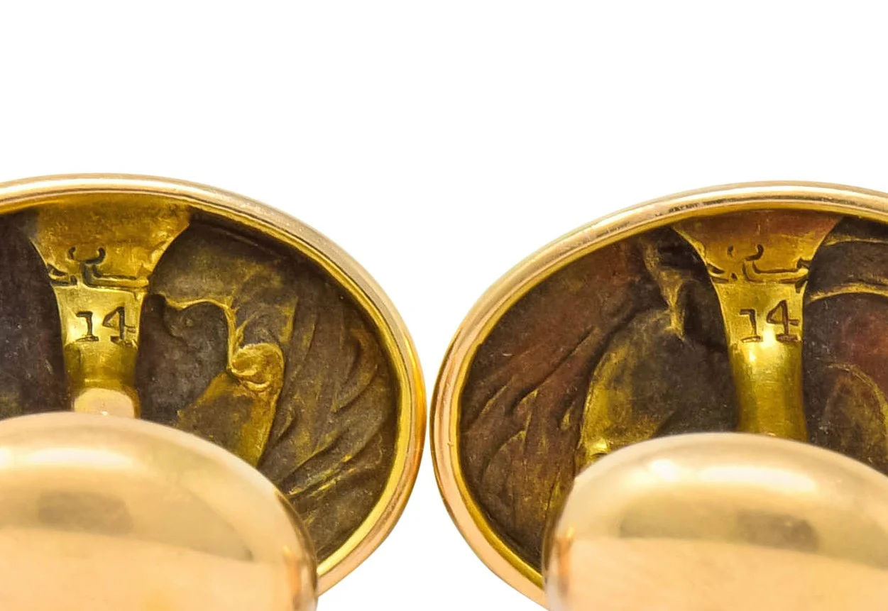 Larter & Sons 1905 Art Nouveau 14 Karat Gold Ajax Greek Warrior Men's Cufflinks - Image 8