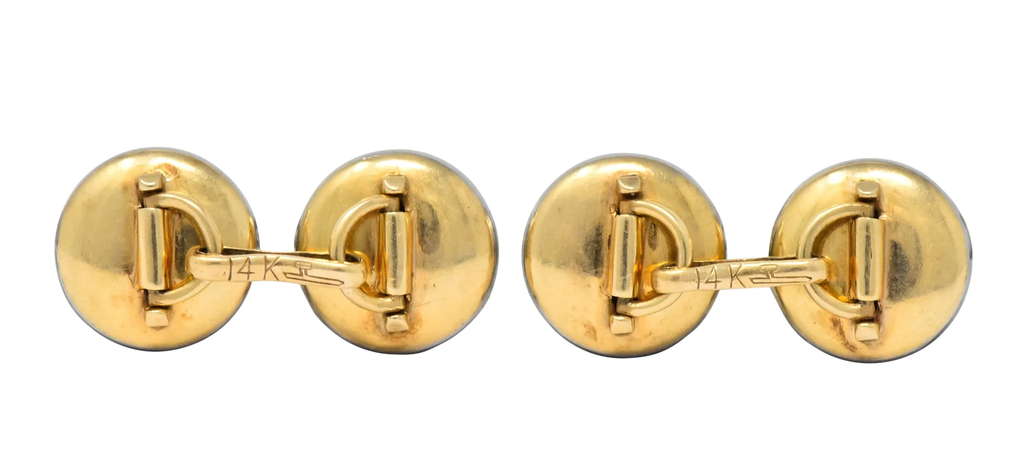 Larter & Sons Art Deco Mother of Pearl Diamond 14 Karat Gold Men's Cufflinks - Image 5