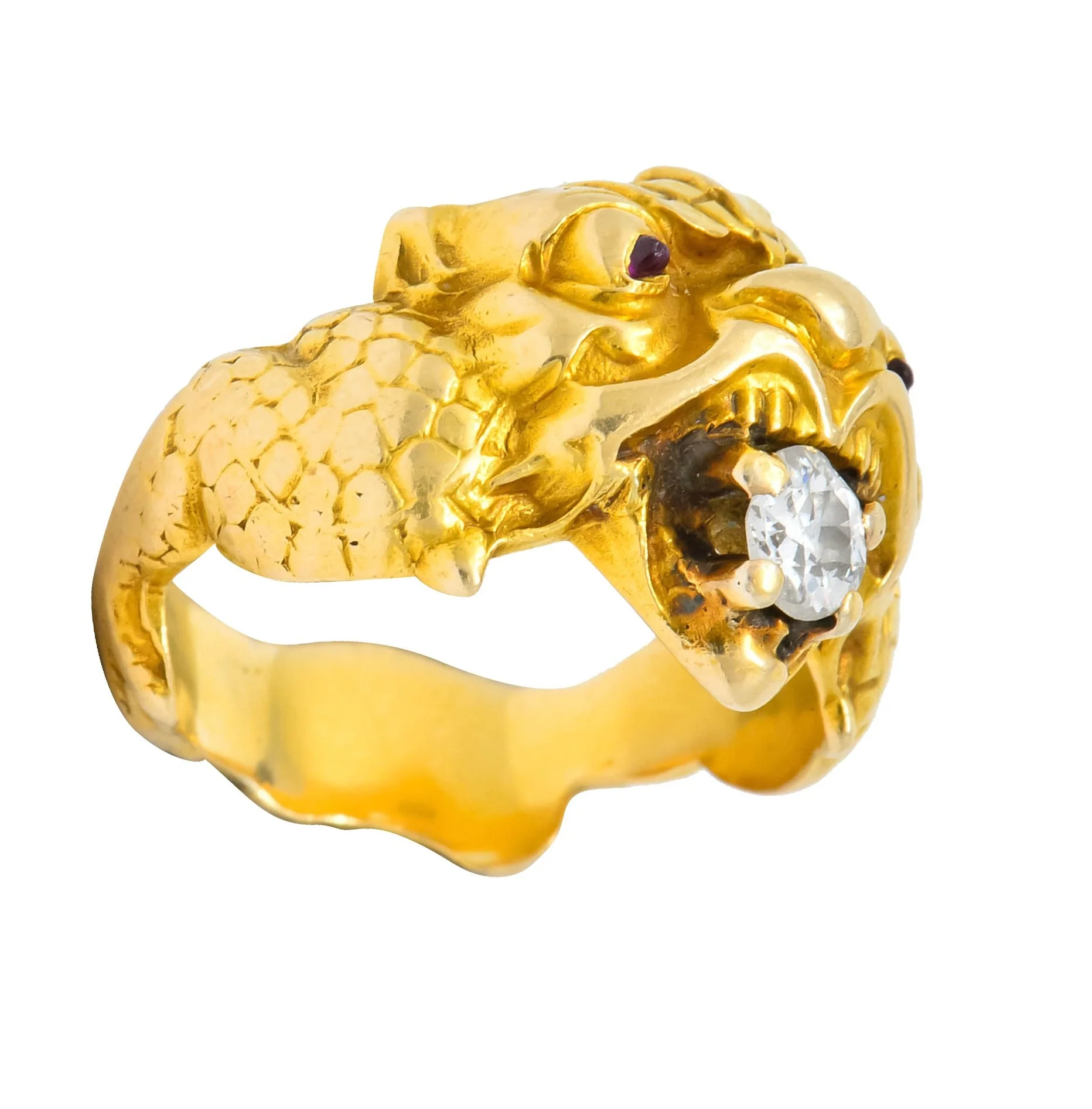 Larter & Sons Art Nouveau Diamond 14 Karat Gold Sea Creature Ring Circa 1890 - Image 10