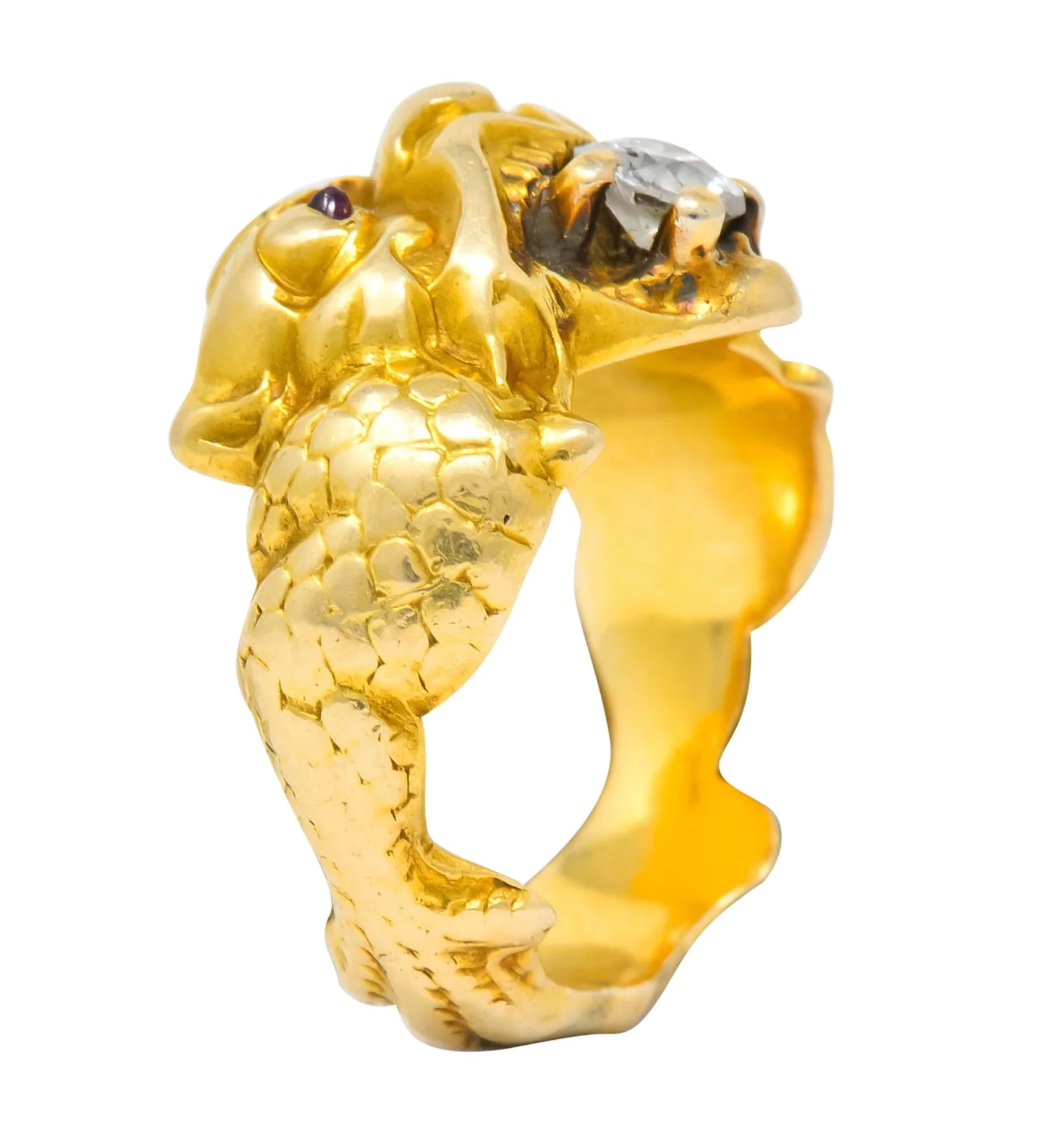 Larter & Sons Art Nouveau Diamond 14 Karat Gold Sea Creature Ring Circa 1890 - Image 8