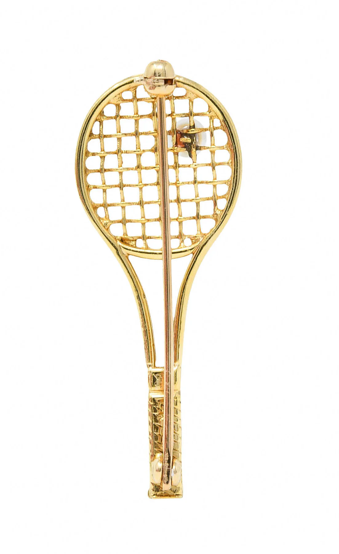 Larter & Sons Pearl 14 Karat Gold Wilson Tennis Racket Brooch - Image 3