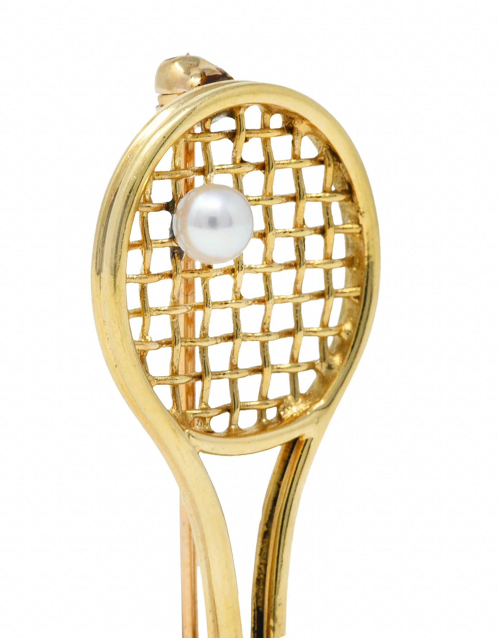Larter & Sons Pearl 14 Karat Gold Wilson Tennis Racket Brooch - Image 5