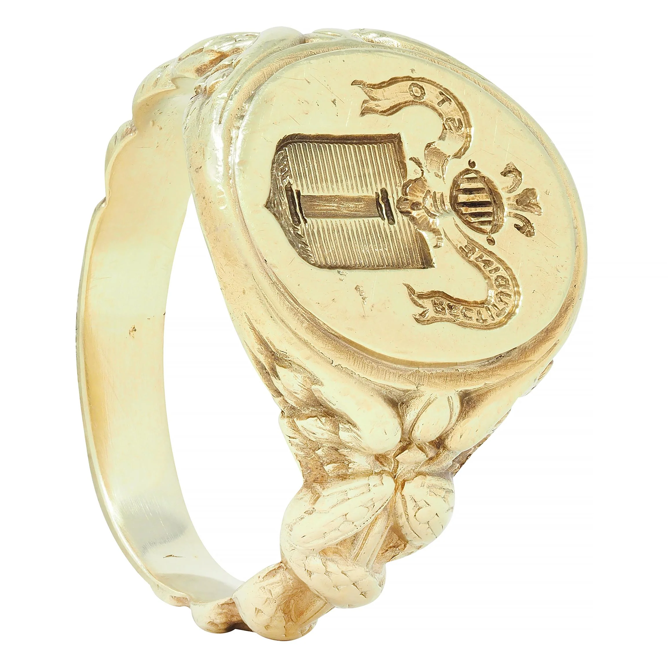Larter & Sons Victorian 14 Karat Gold DuPont Crest Intaglio Antique Signet Ring - Image 11