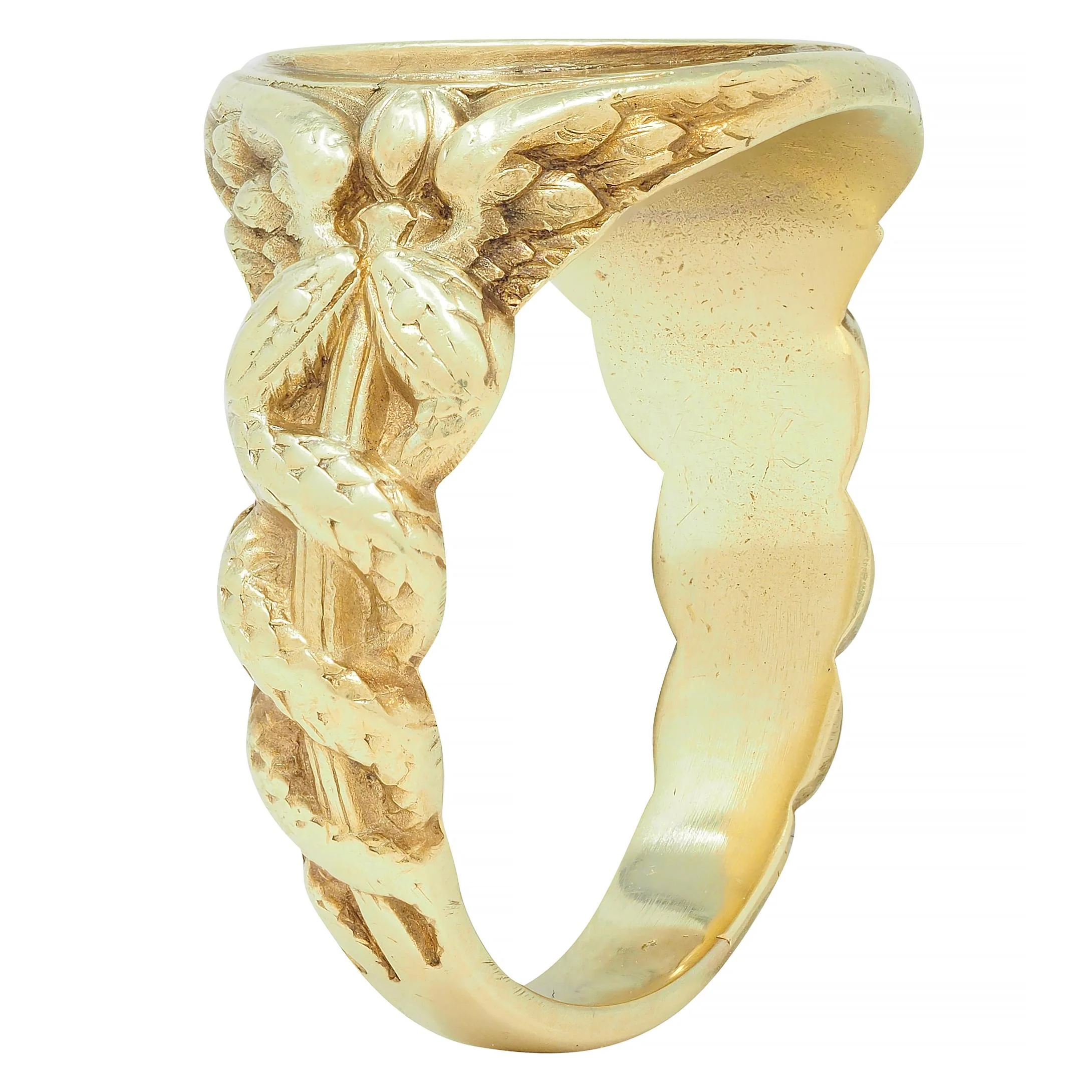 Larter & Sons Victorian 14 Karat Gold DuPont Crest Intaglio Antique Signet Ring - Image 2