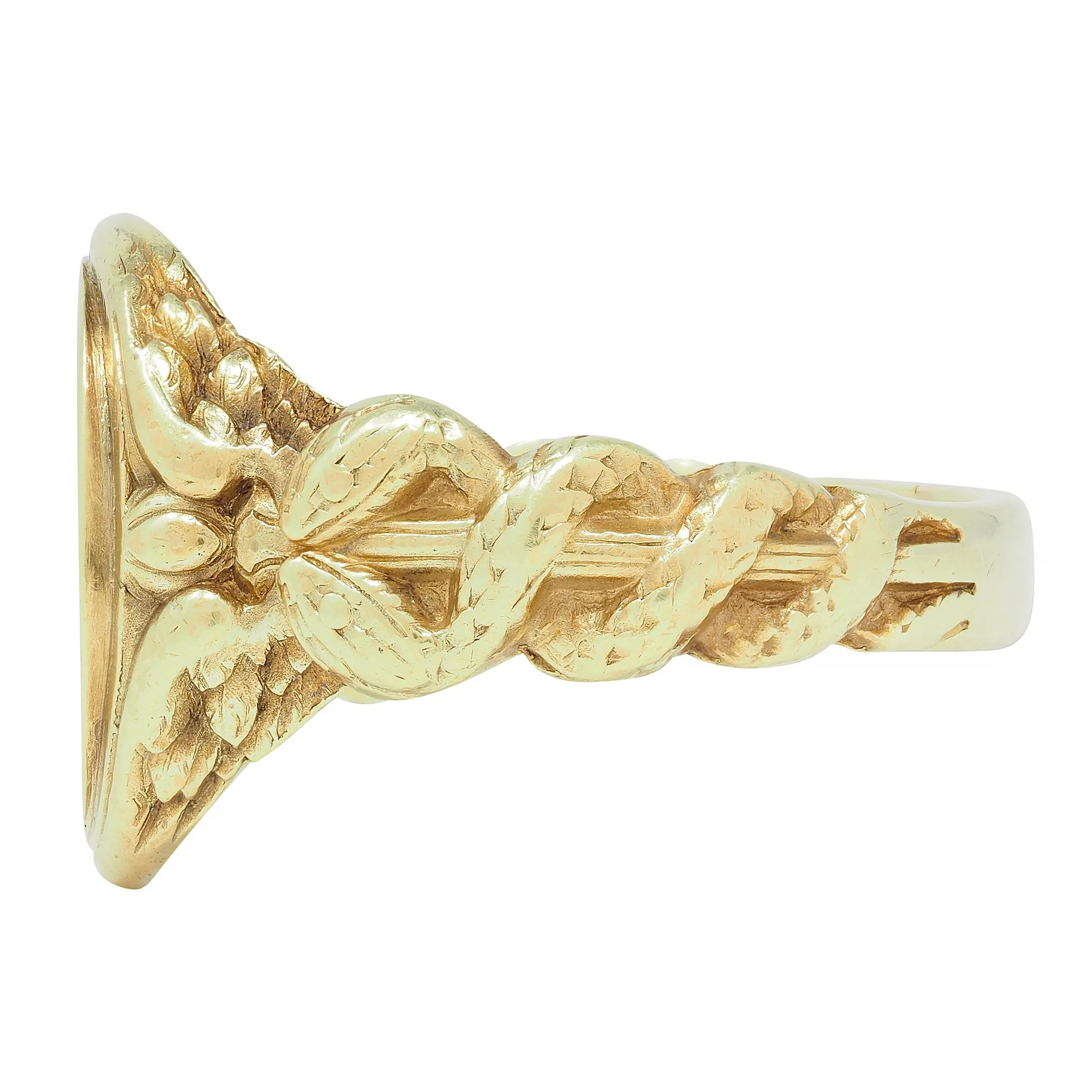 Larter & Sons Victorian 14 Karat Gold DuPont Crest Intaglio Antique Signet Ring - Image 6