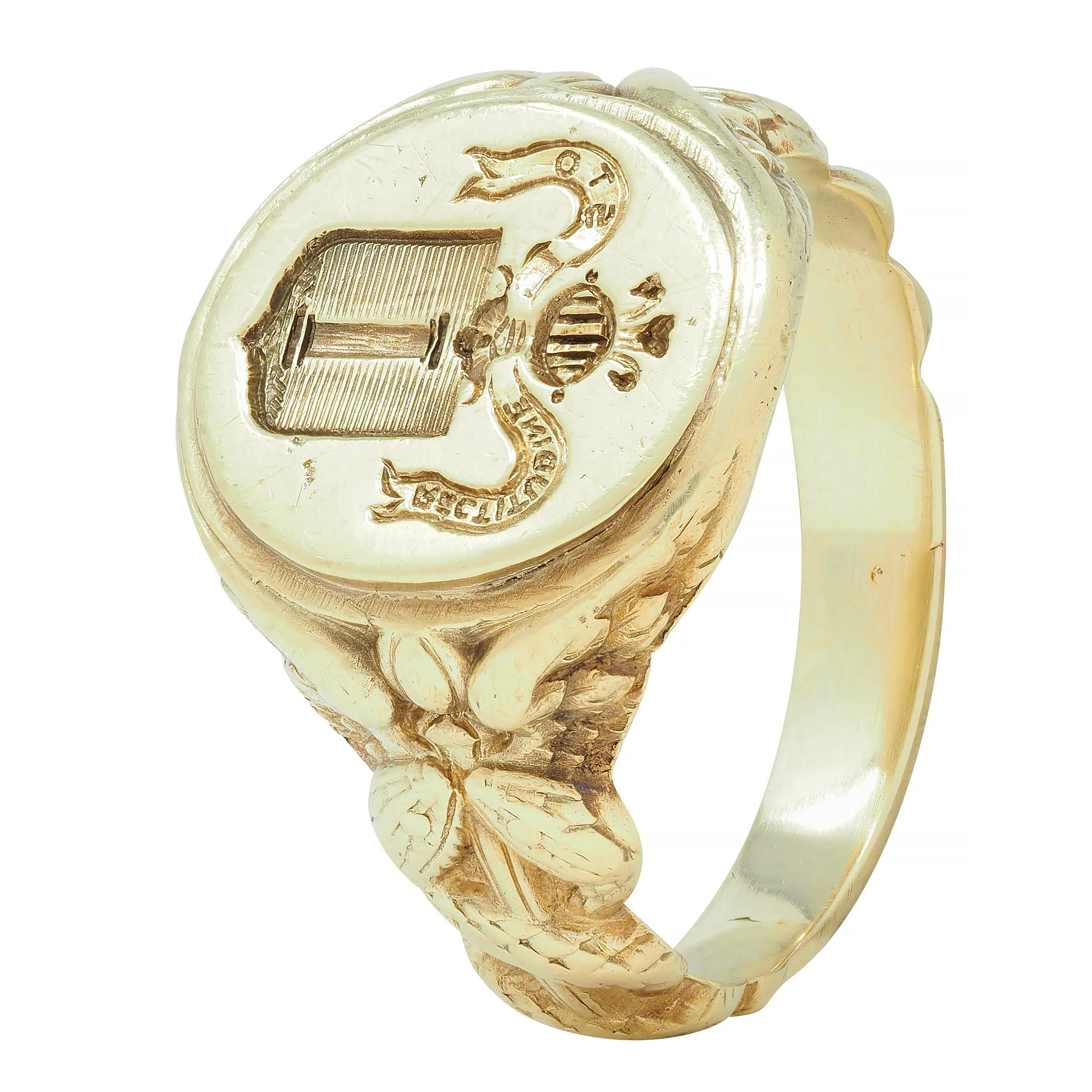 Larter & Sons Victorian 14 Karat Gold DuPont Crest Intaglio Antique Signet Ring - Image 9