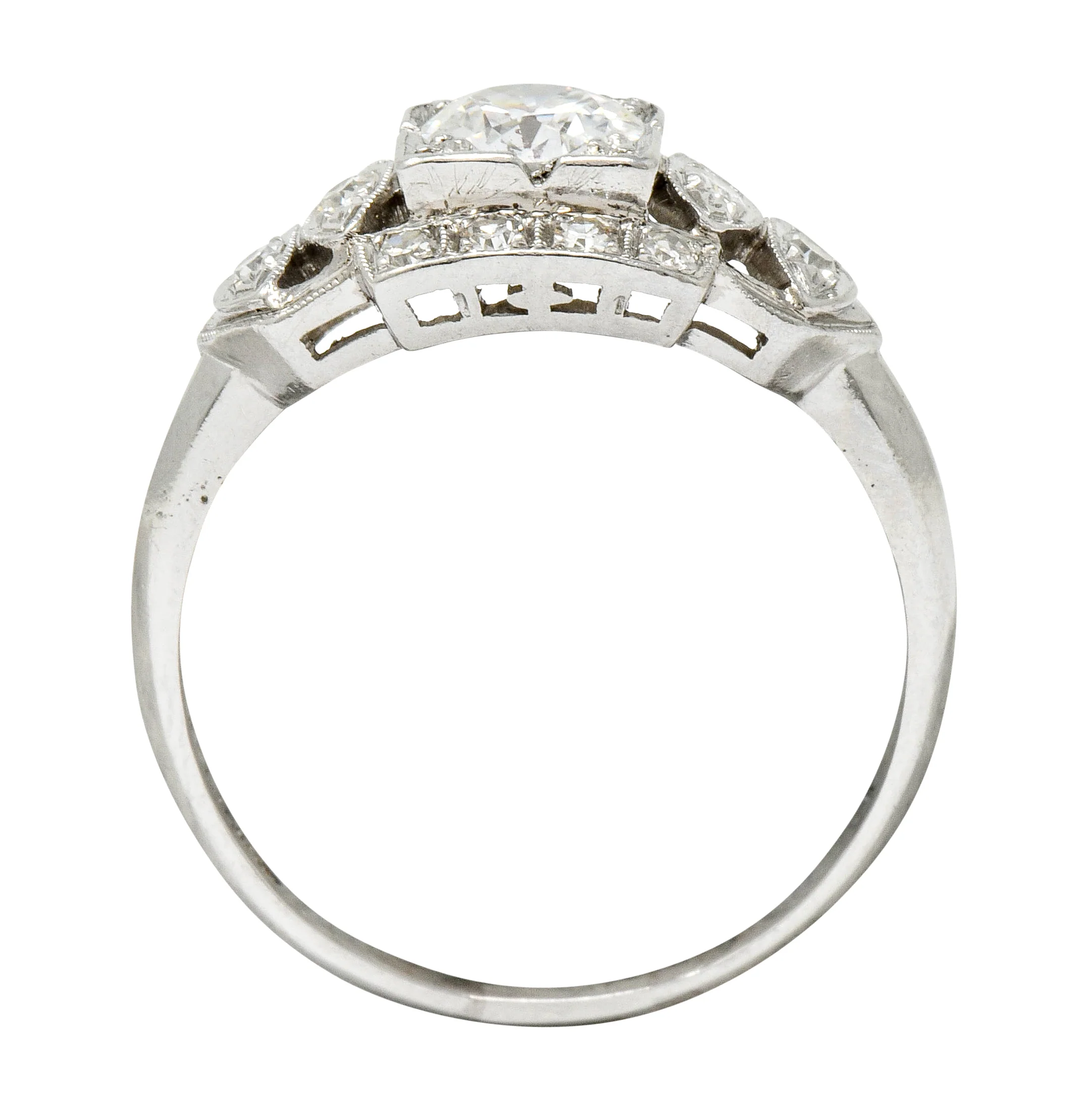 Late Art Deco 0.72 CTW Diamond Platinum Engagement Ring - Image 7
