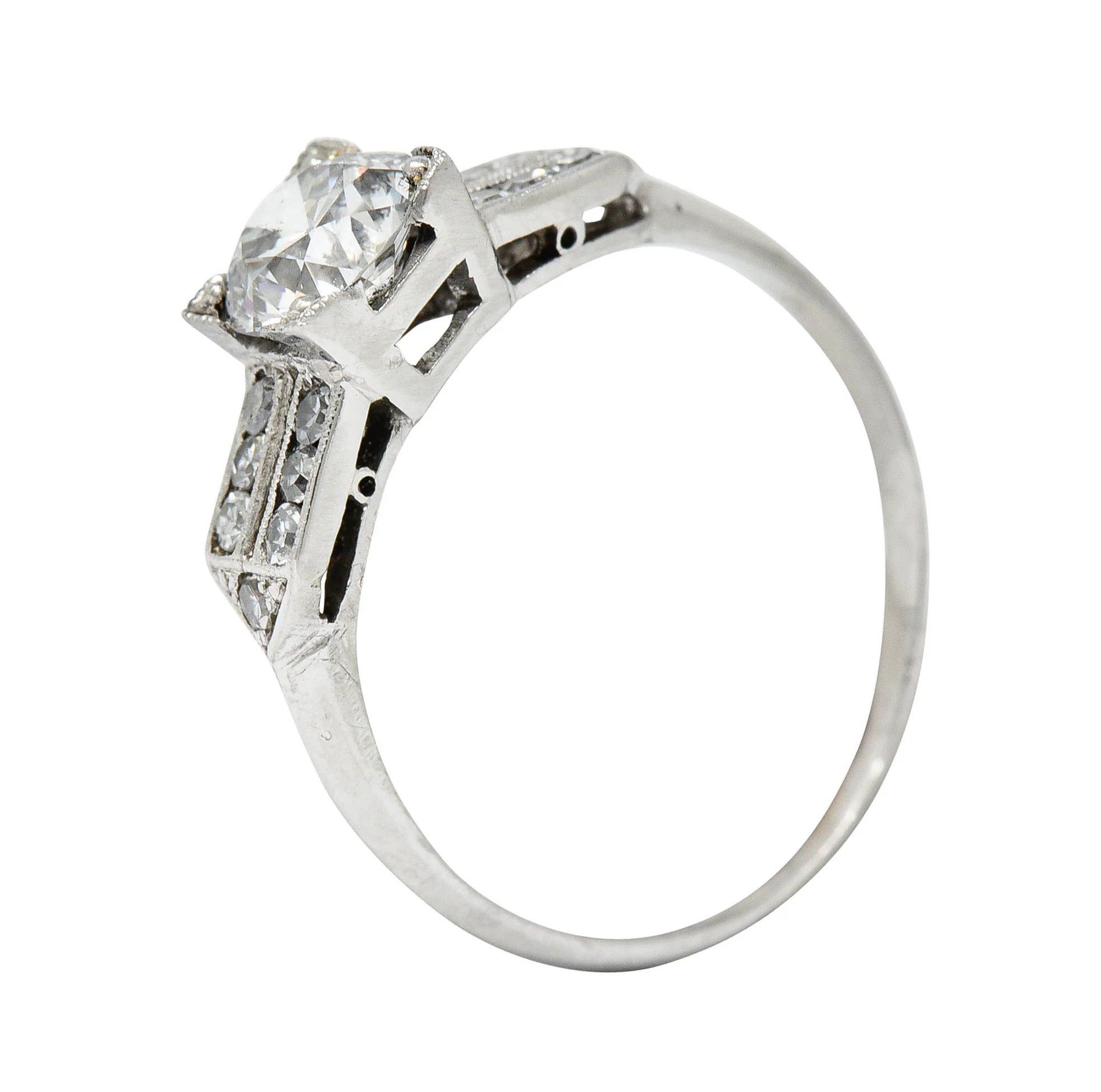 Late Art Deco 0.93 CTW Diamond Platinum Engagement Ring - Image 10