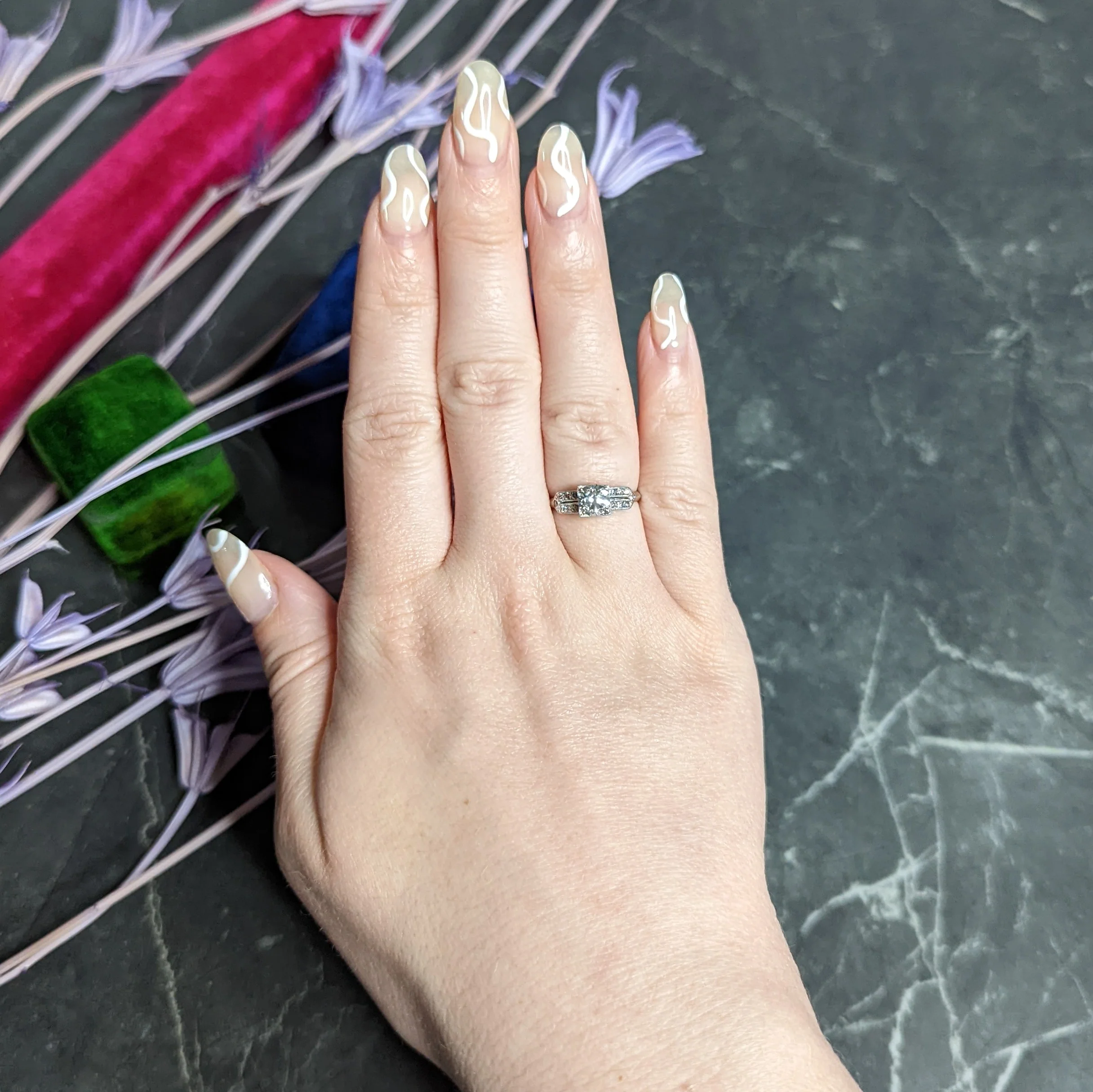 Late Art Deco 0.93 CTW Diamond Platinum Engagement Ring - Image 11