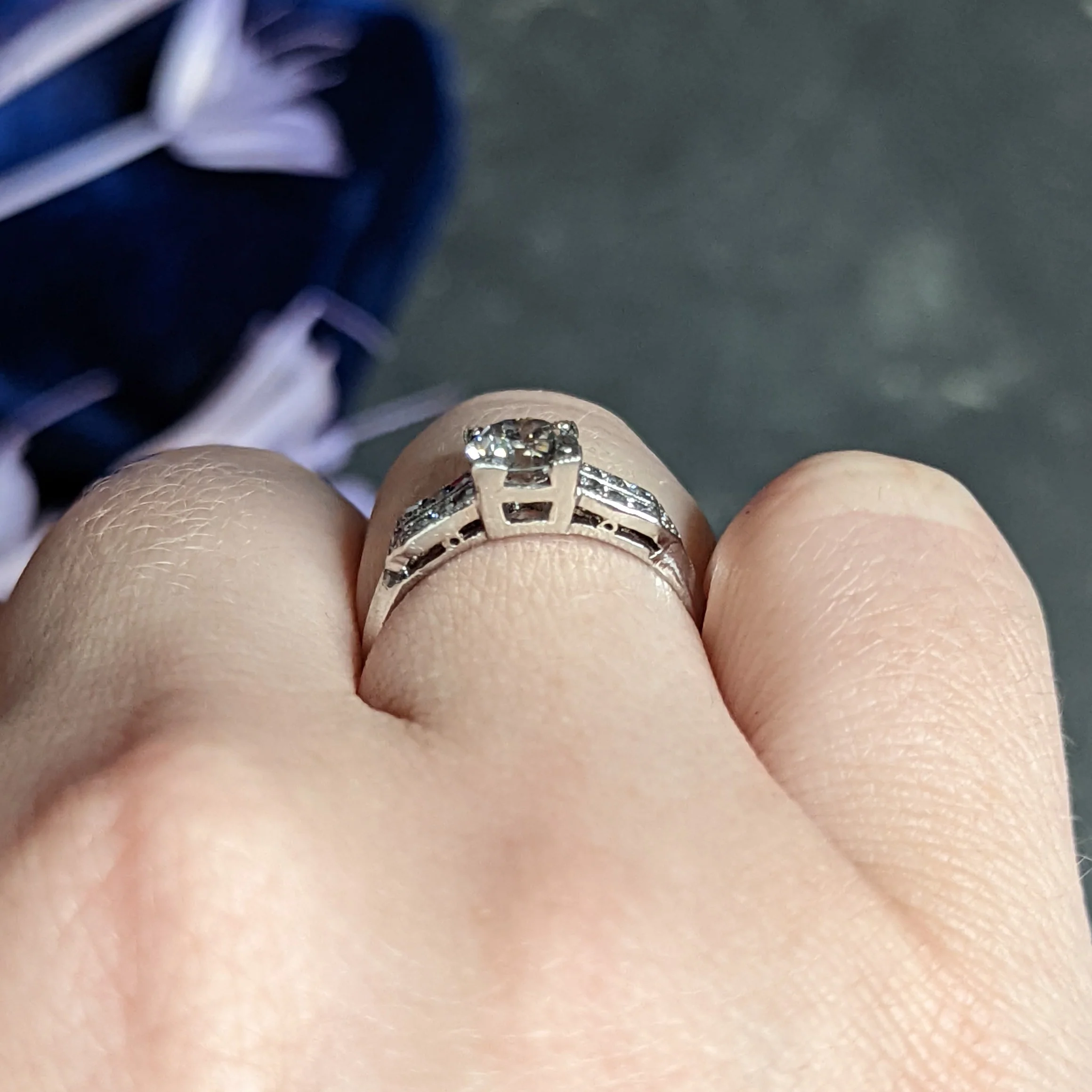 Late Art Deco 0.93 CTW Diamond Platinum Engagement Ring - Image 13