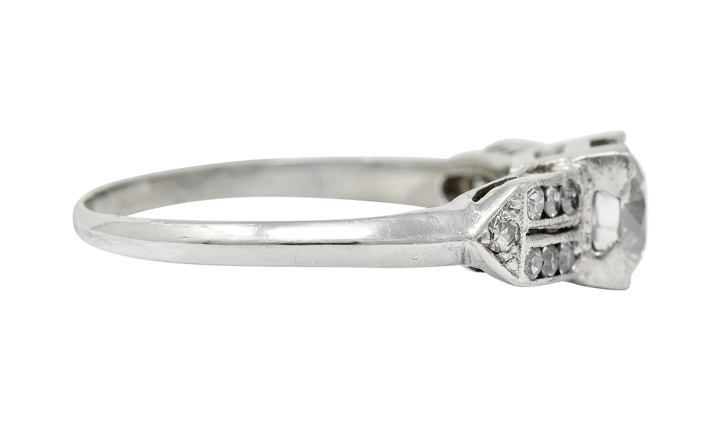 Late Art Deco 0.93 CTW Diamond Platinum Engagement Ring - Image 3