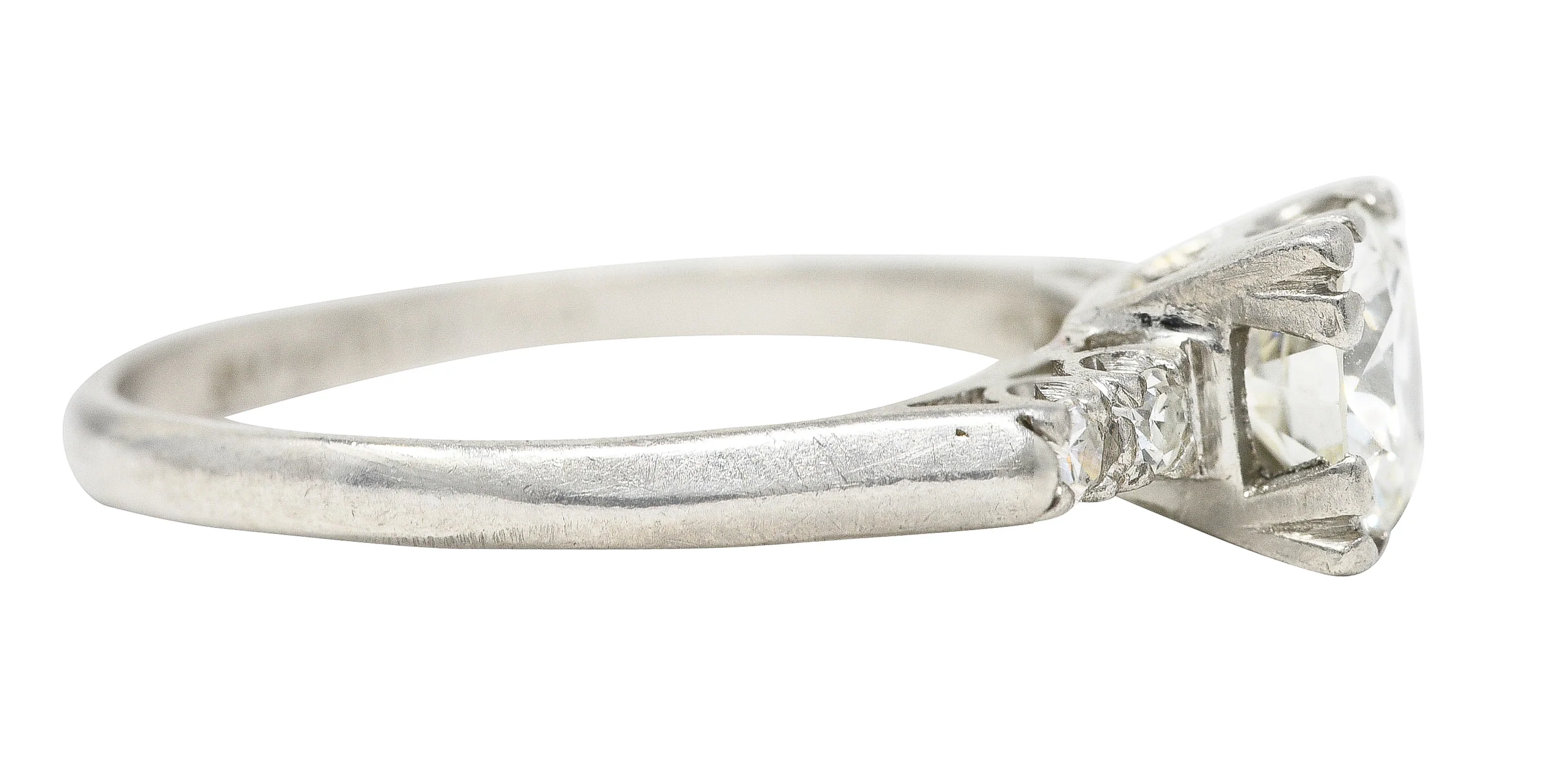 Late Art Deco 0.96 CTW Transitional Cut Diamond Platinum Five Stone Engagement Ring - Image 3
