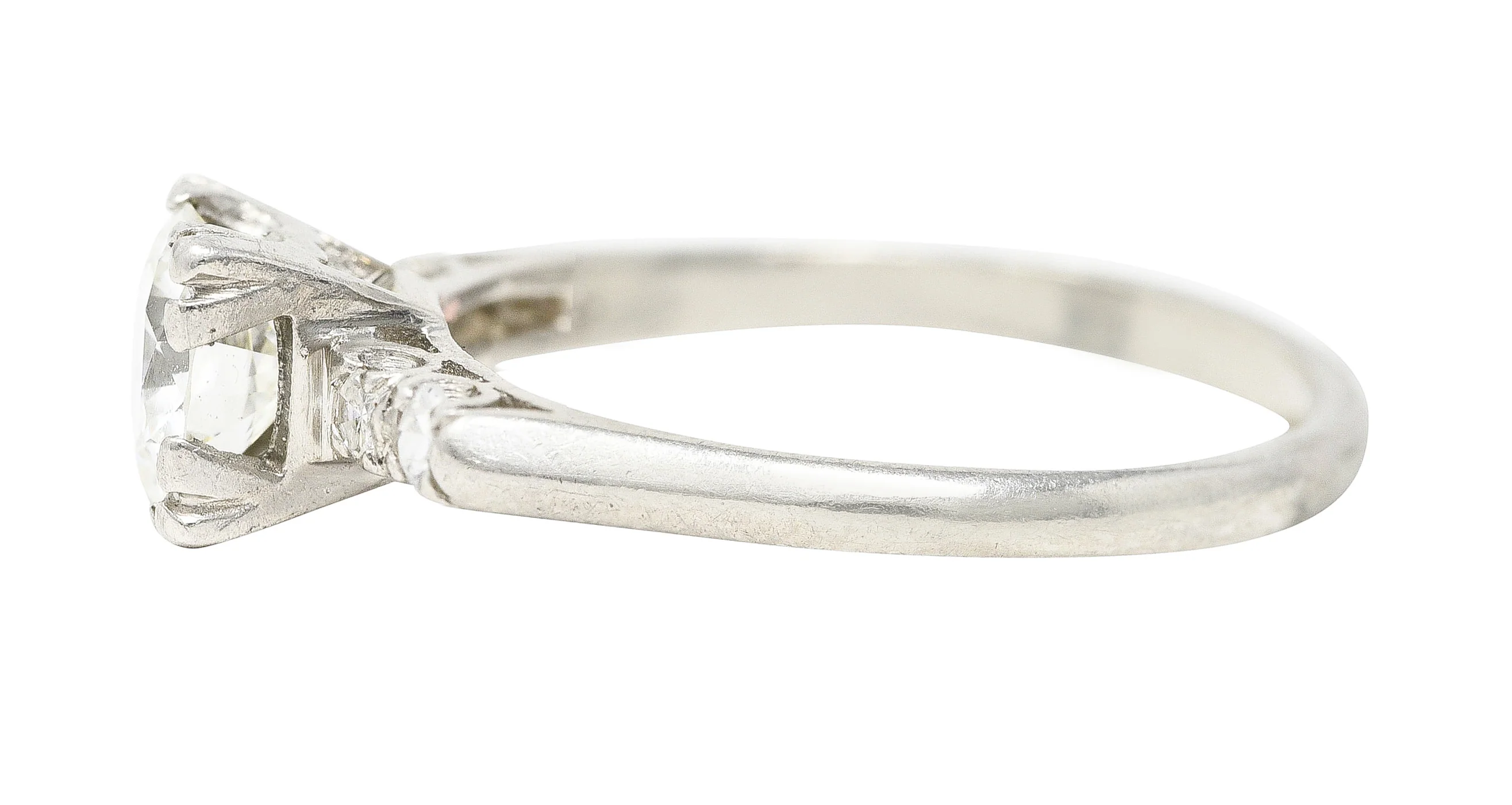 Late Art Deco 0.96 CTW Transitional Cut Diamond Platinum Five Stone Engagement Ring - Image 5