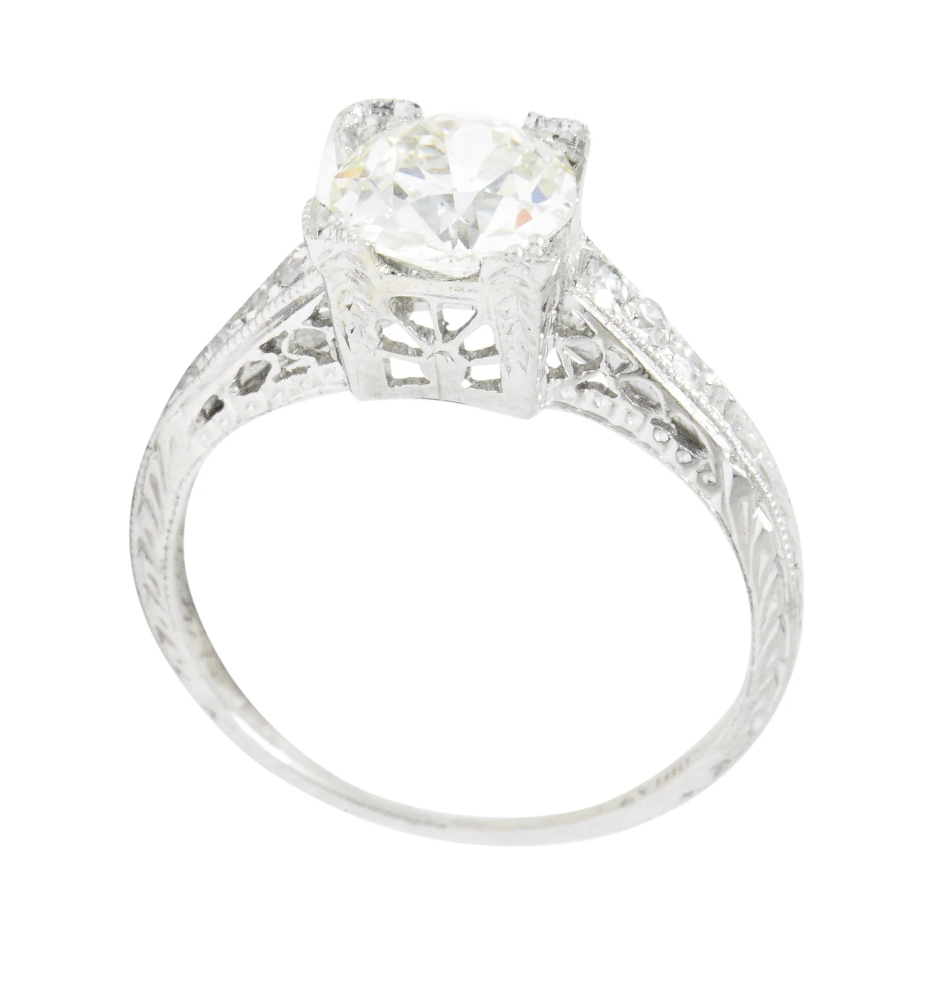 Late Art Deco 1.17 CTW Diamond Platinum Engagement Ring GIA - Image 6