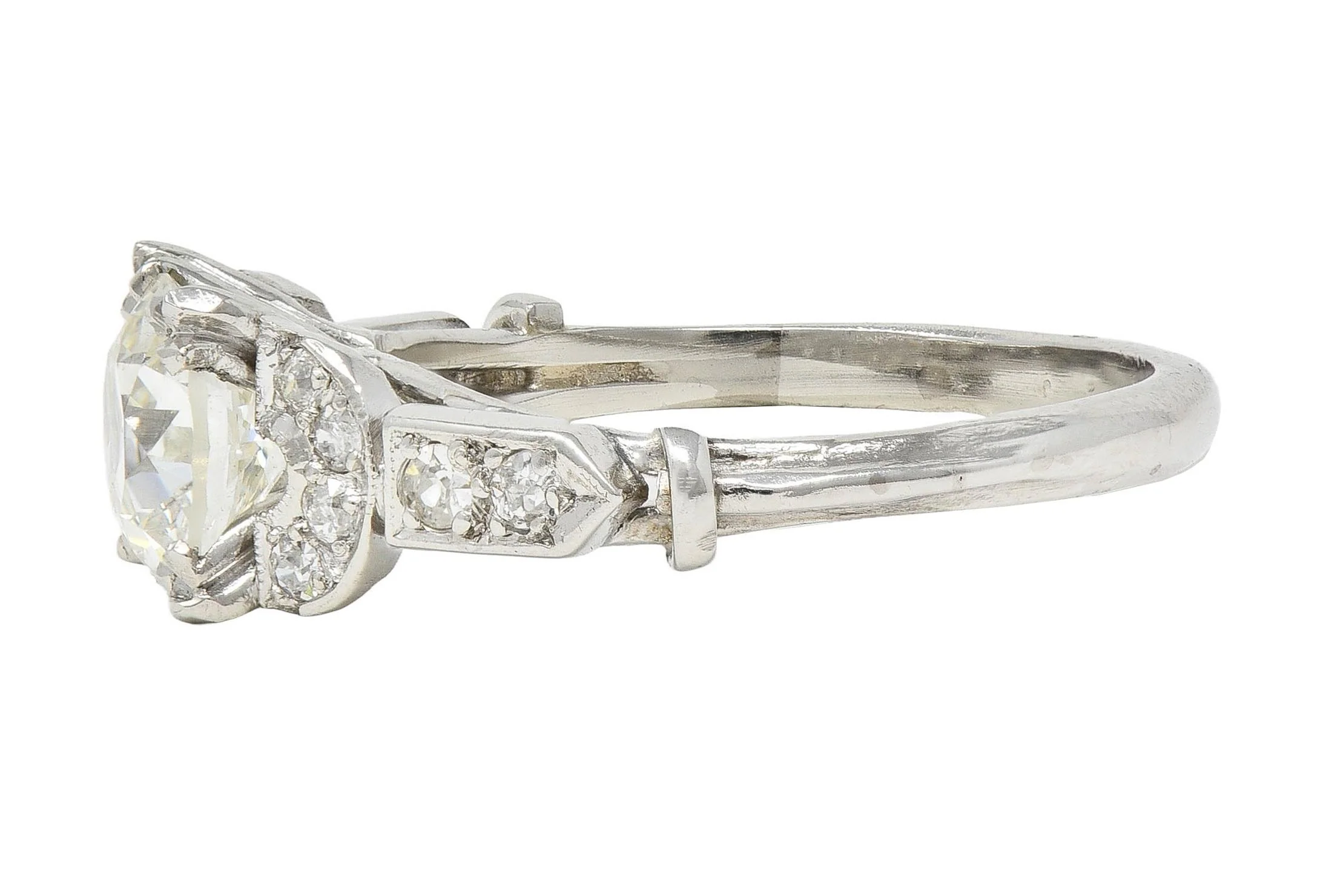 Late Art Deco 1.39 CTW Diamond Platinum Vintage Engagement Ring GIA - Image 5