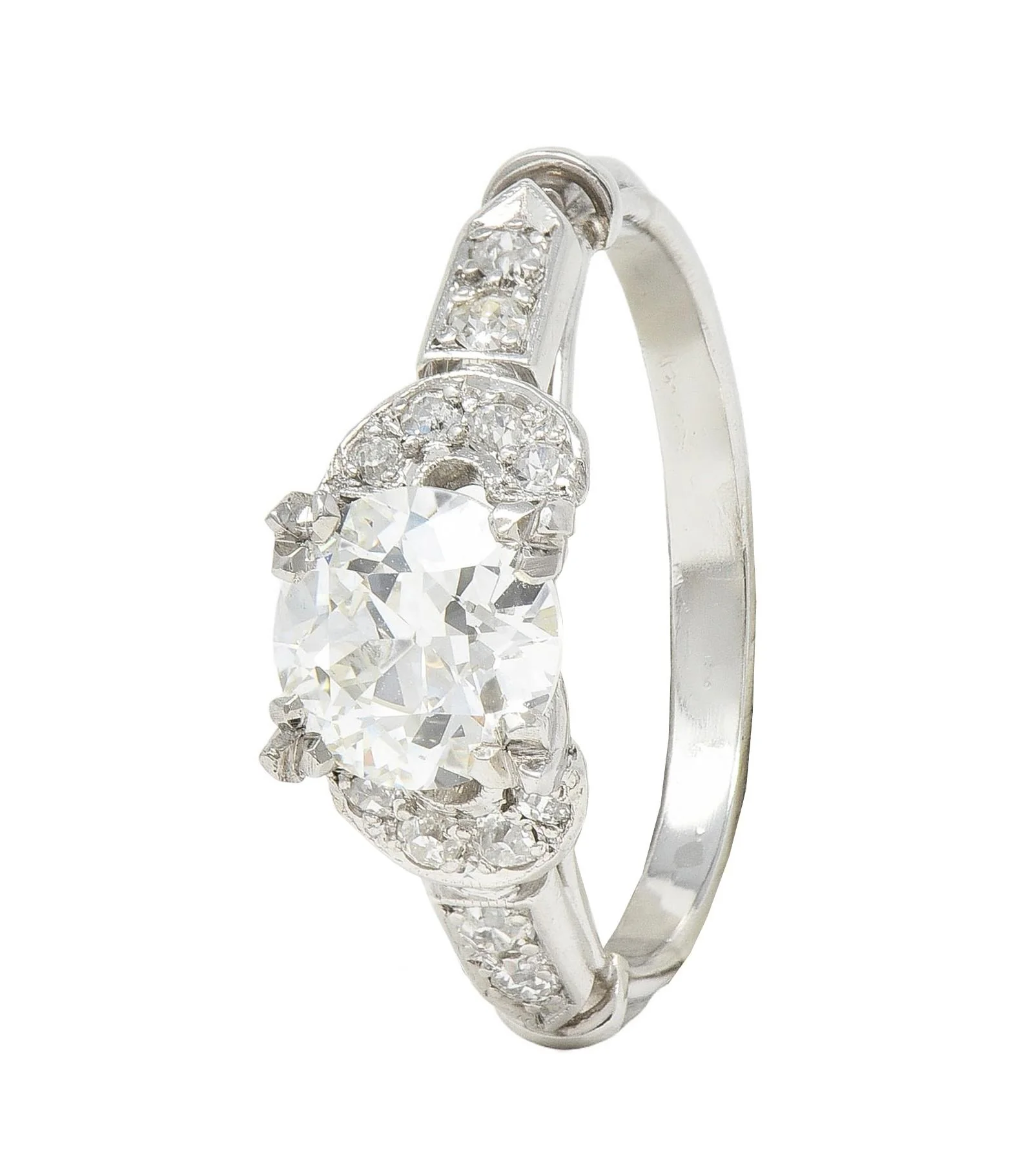 Late Art Deco 1.39 CTW Diamond Platinum Vintage Engagement Ring GIA - Image 7