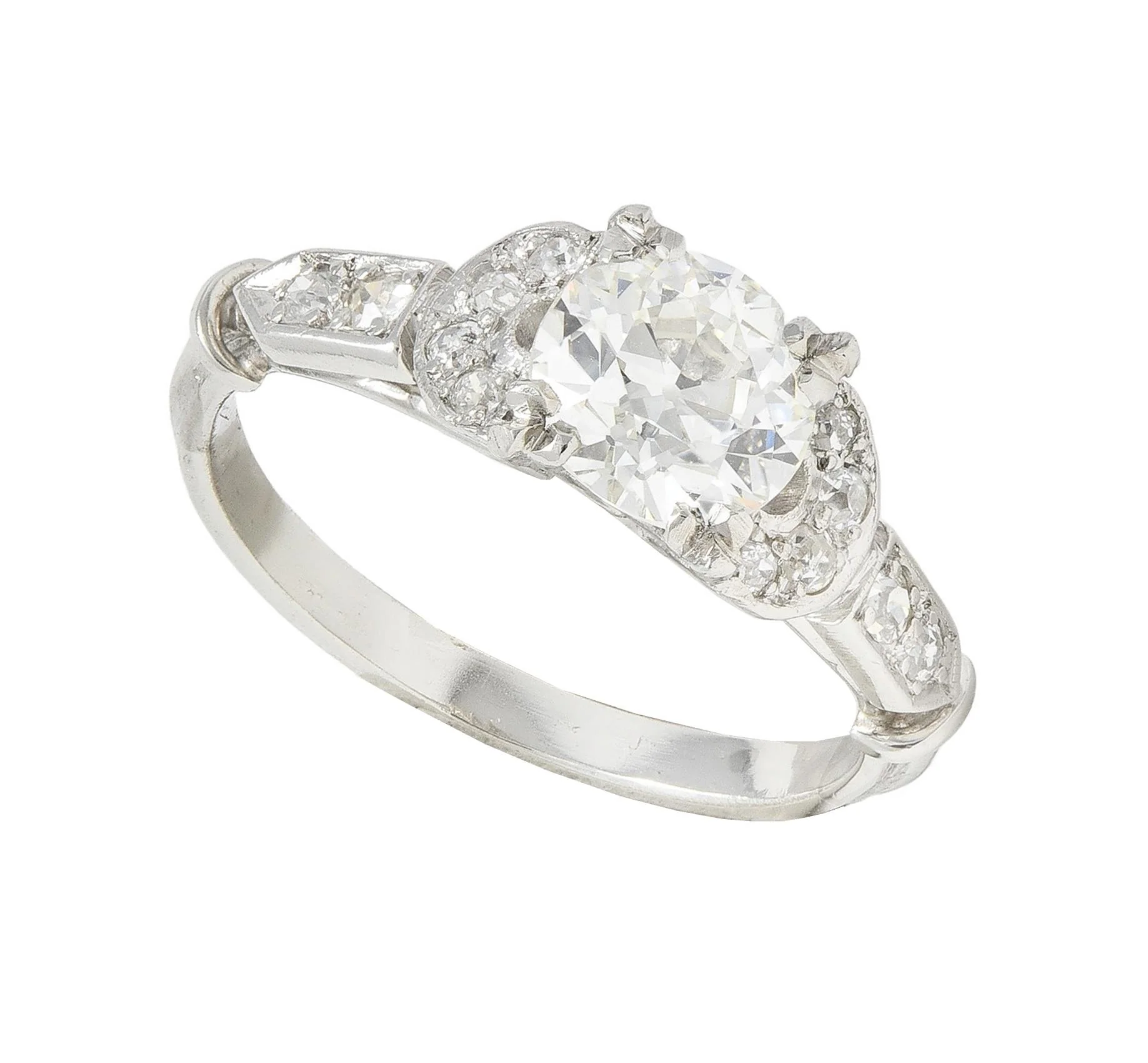 Late Art Deco 1.39 CTW Diamond Platinum Vintage Engagement Ring GIA - Image 9