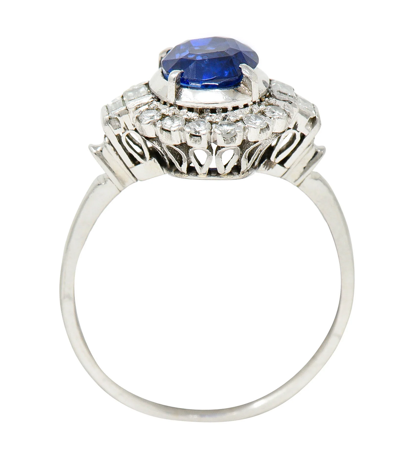 Late Art Deco 2.42 CTW No Heat Burma Sapphire Diamond Platinum Cluster Ring GIA - Image 10