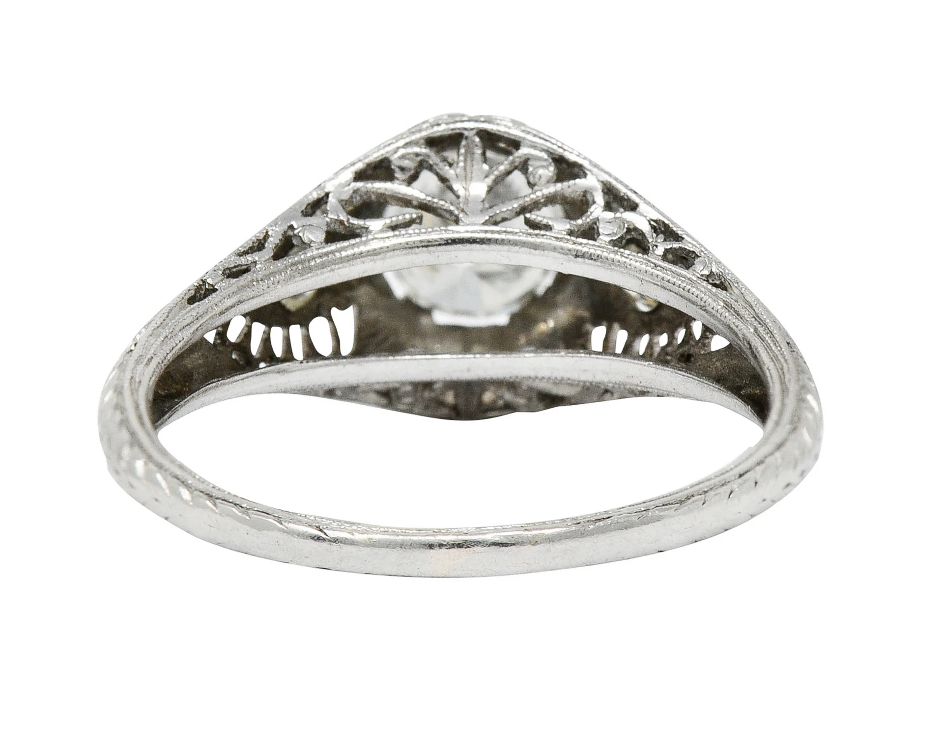 Late Edwardian 0.60 CTW Diamond Platinum Trellis Engagement Ring - Image 5
