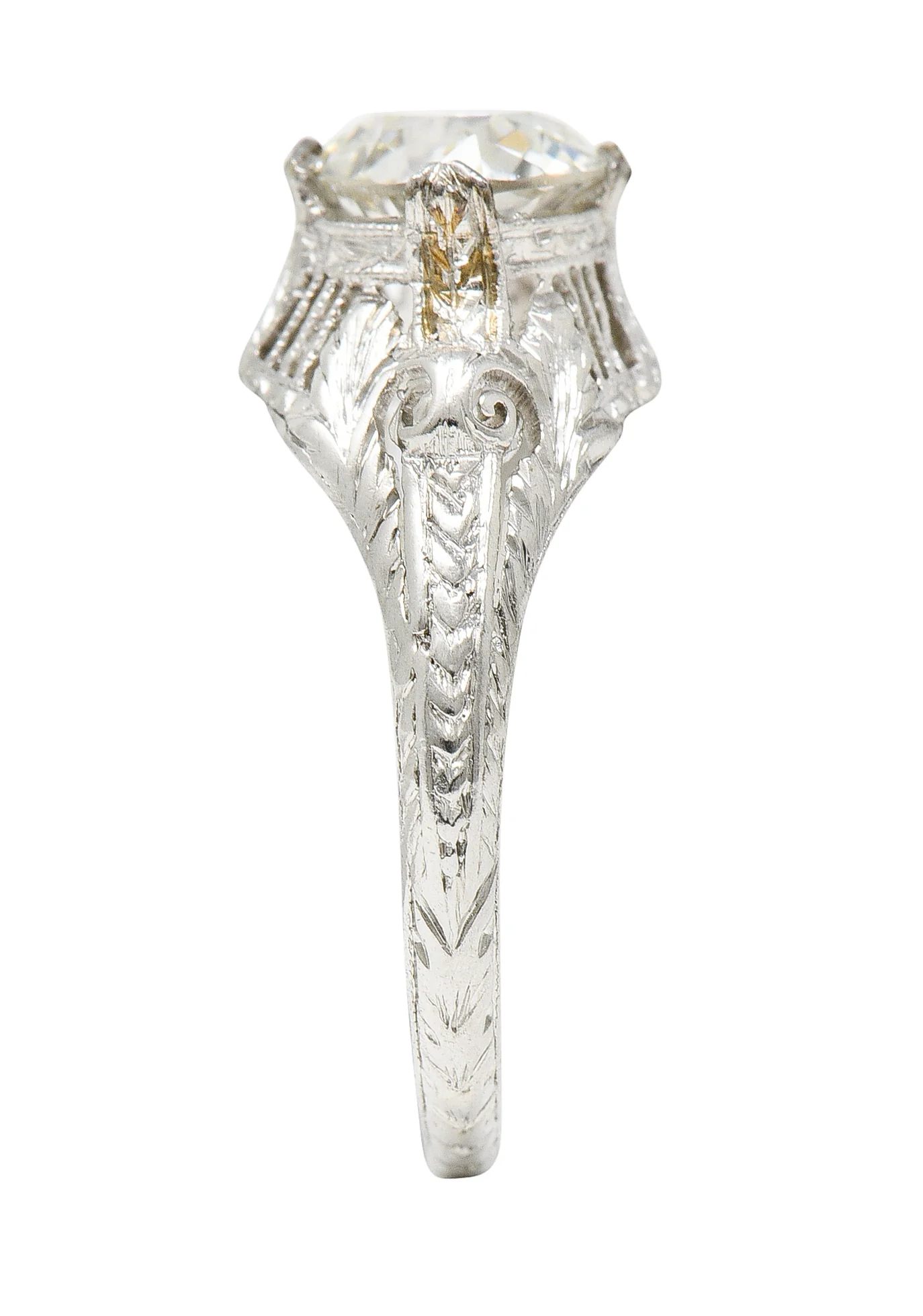 Late Edwardian 1.25 CTW Old European Cut Diamond Platinum Engagement Ring GIA - Image 10