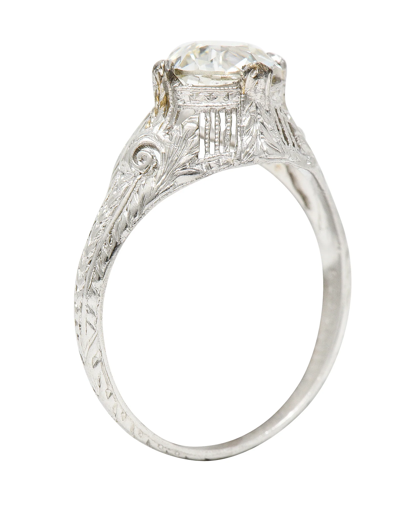 Late Edwardian 1.25 CTW Old European Cut Diamond Platinum Engagement Ring GIA - Image 11