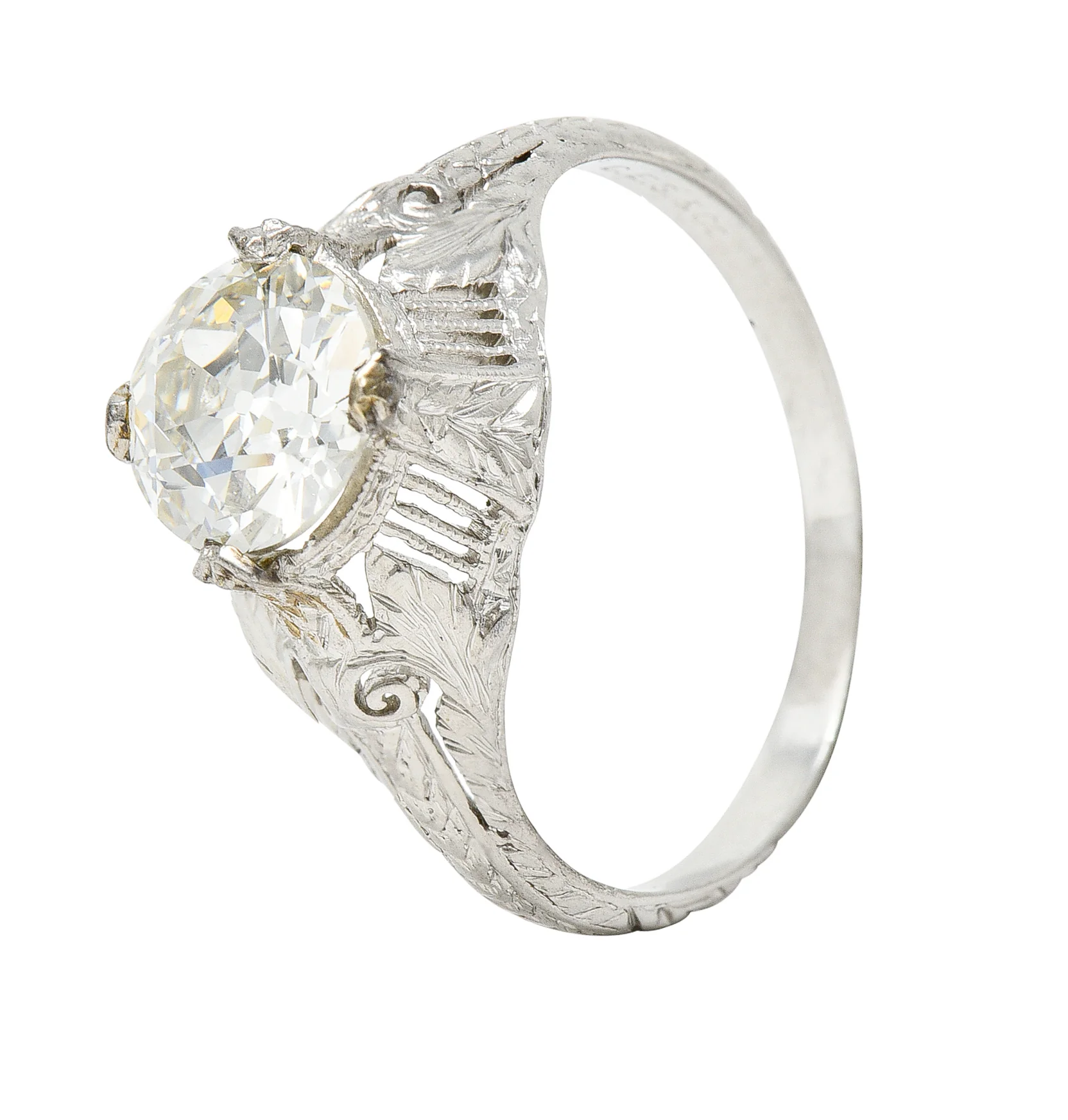 Late Edwardian 1.25 CTW Old European Cut Diamond Platinum Engagement Ring GIA - Image 12