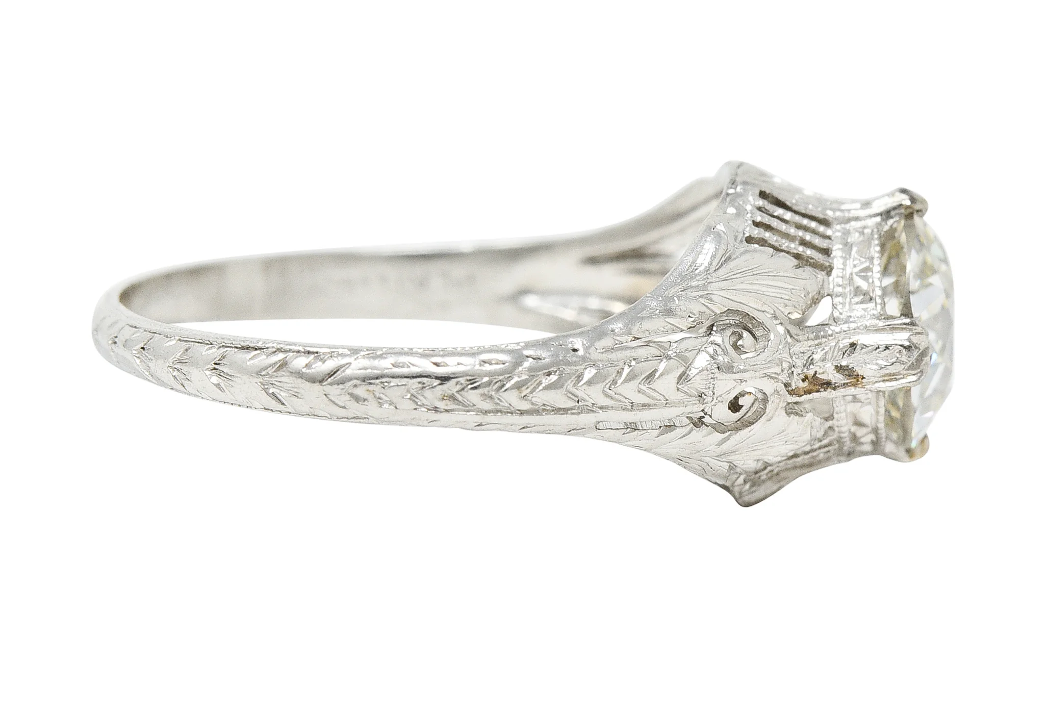 Late Edwardian 1.25 CTW Old European Cut Diamond Platinum Engagement Ring GIA - Image 3