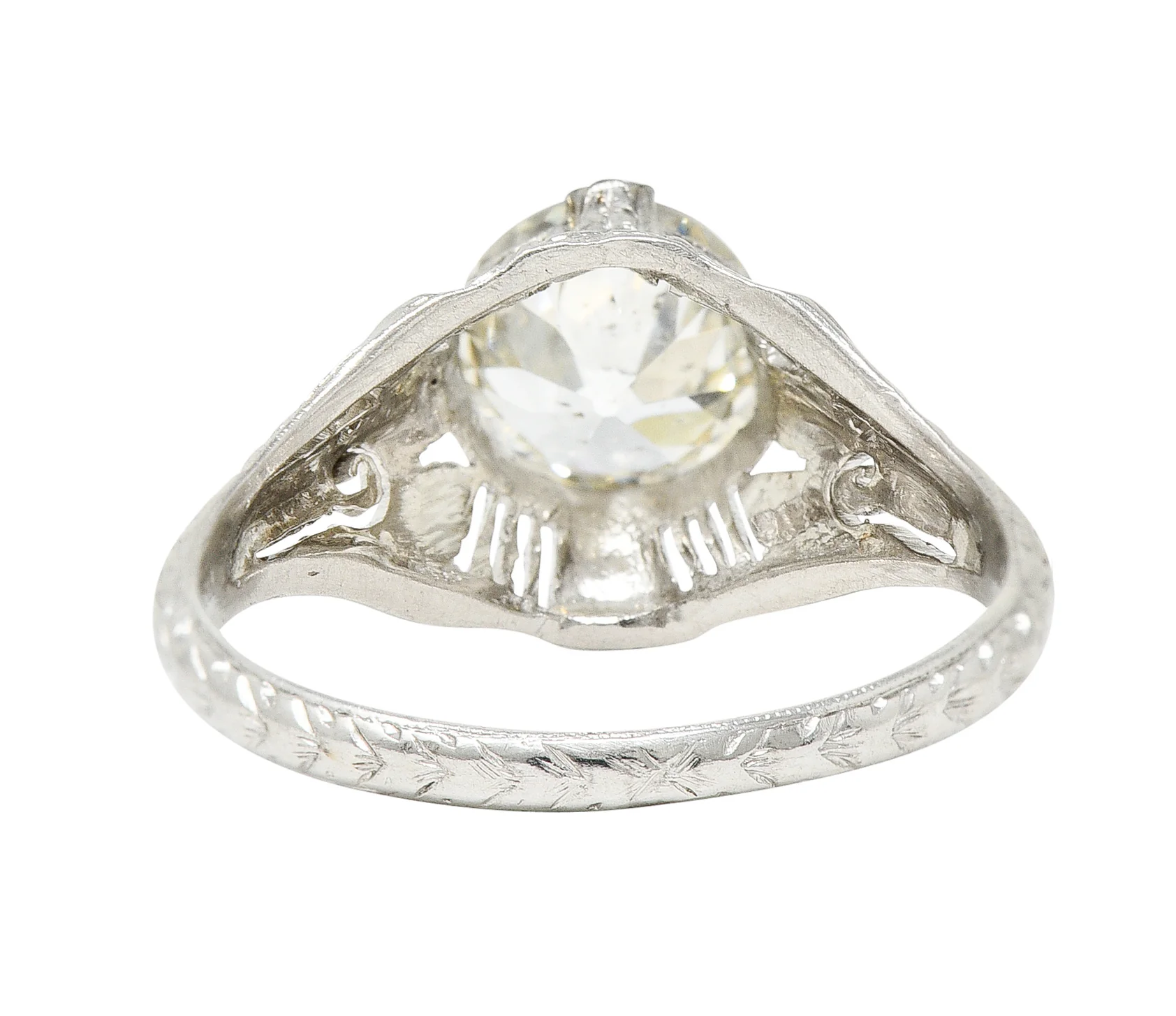 Late Edwardian 1.25 CTW Old European Cut Diamond Platinum Engagement Ring GIA - Image 4