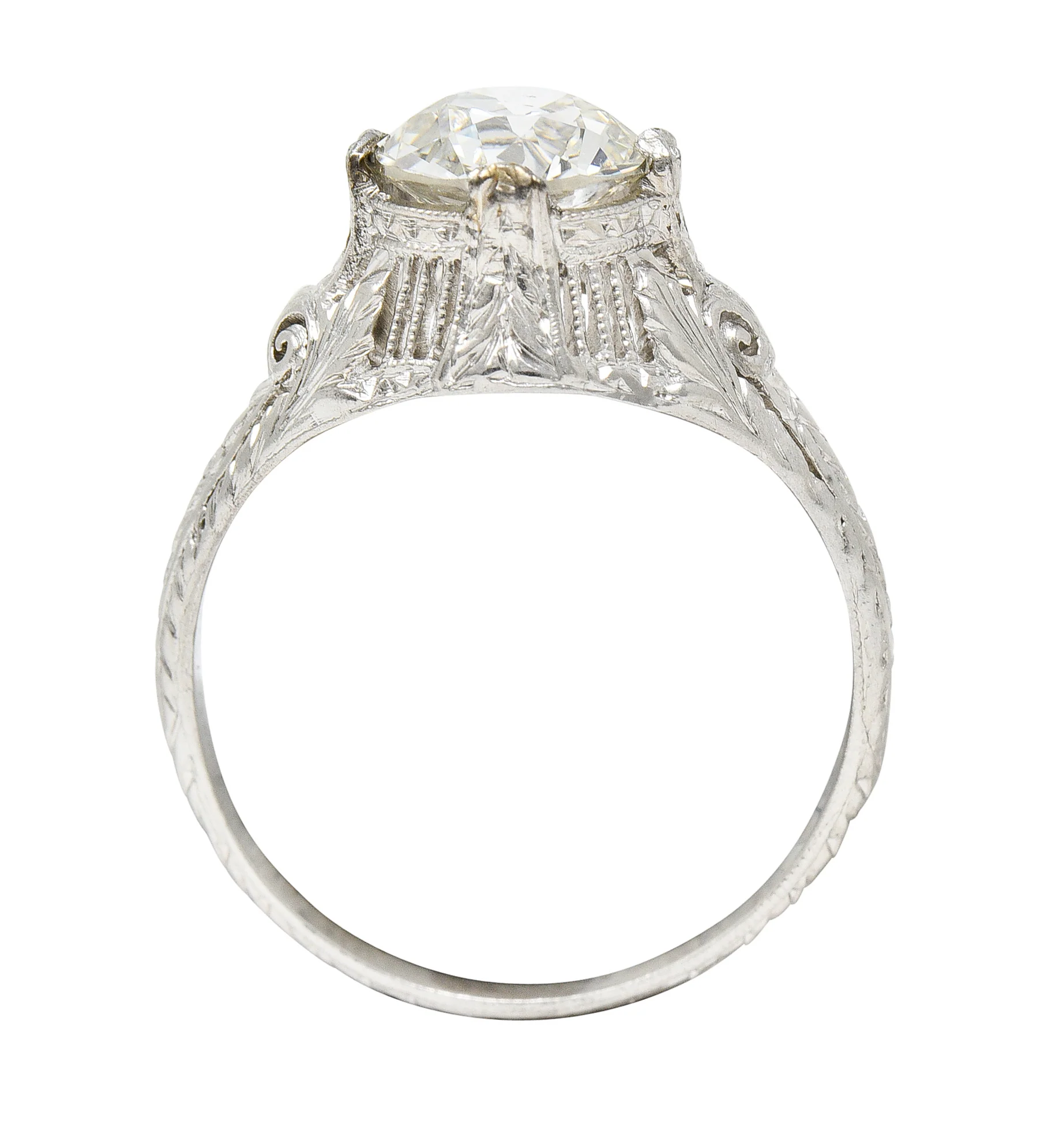 Late Edwardian 1.25 CTW Old European Cut Diamond Platinum Engagement Ring GIA - Image 9