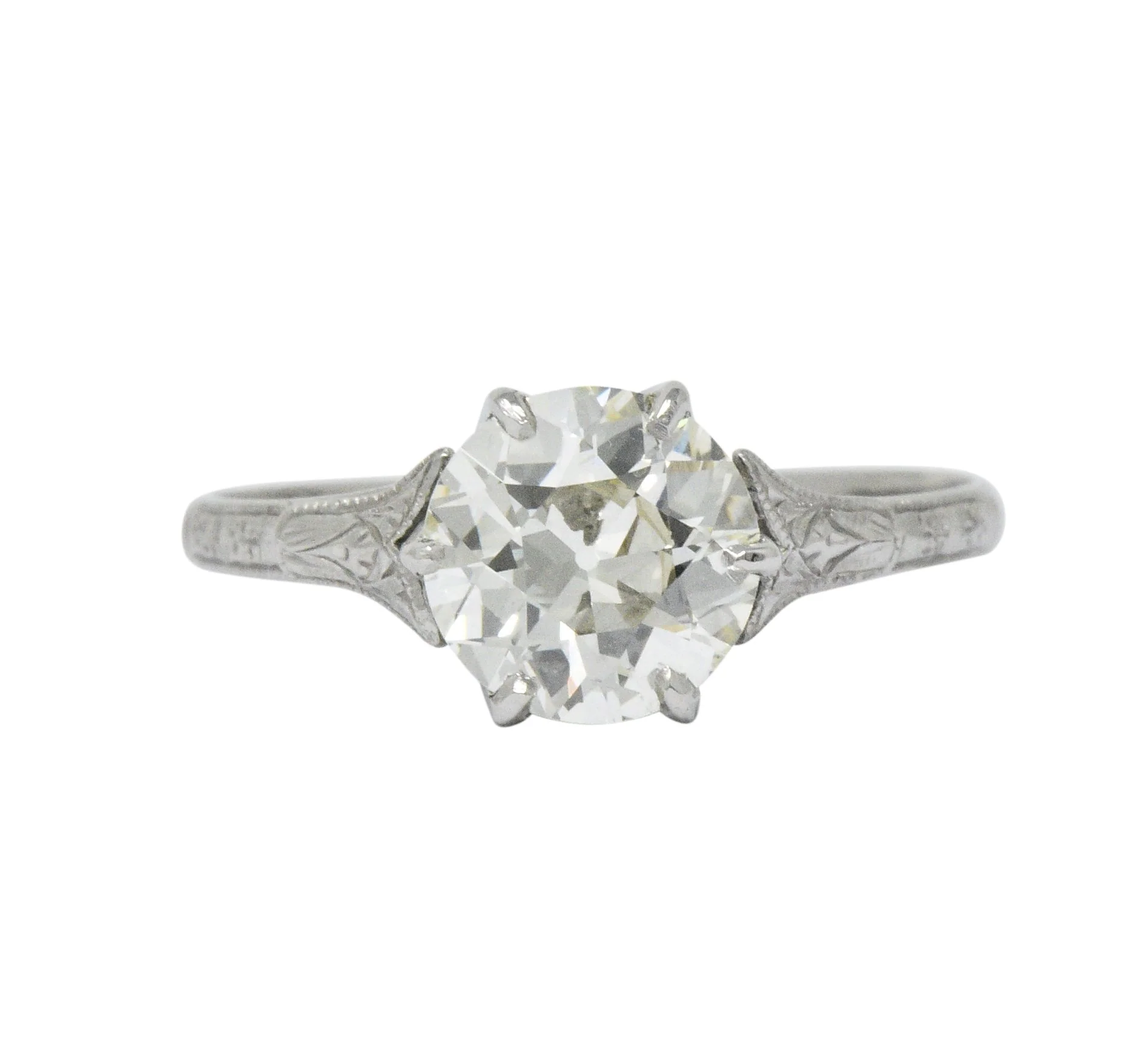 Late Edwardian 1.53 CTW Diamond 14 Karat White Gold Engagement Ring GIA