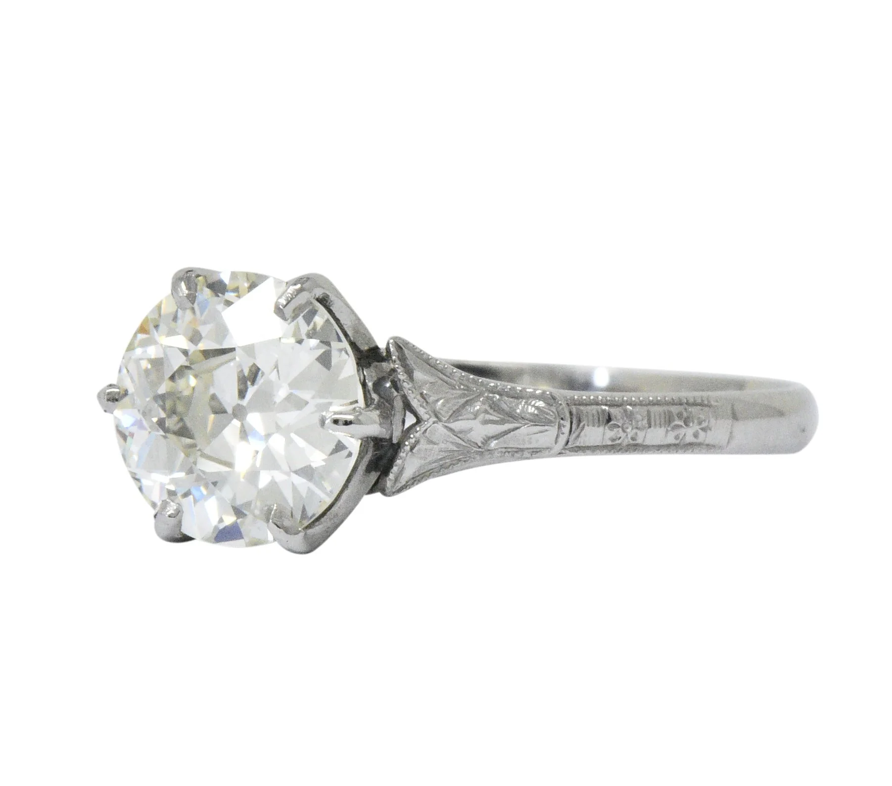 Late Edwardian 1.53 CTW Diamond 14 Karat White Gold Engagement Ring GIA - Image 2