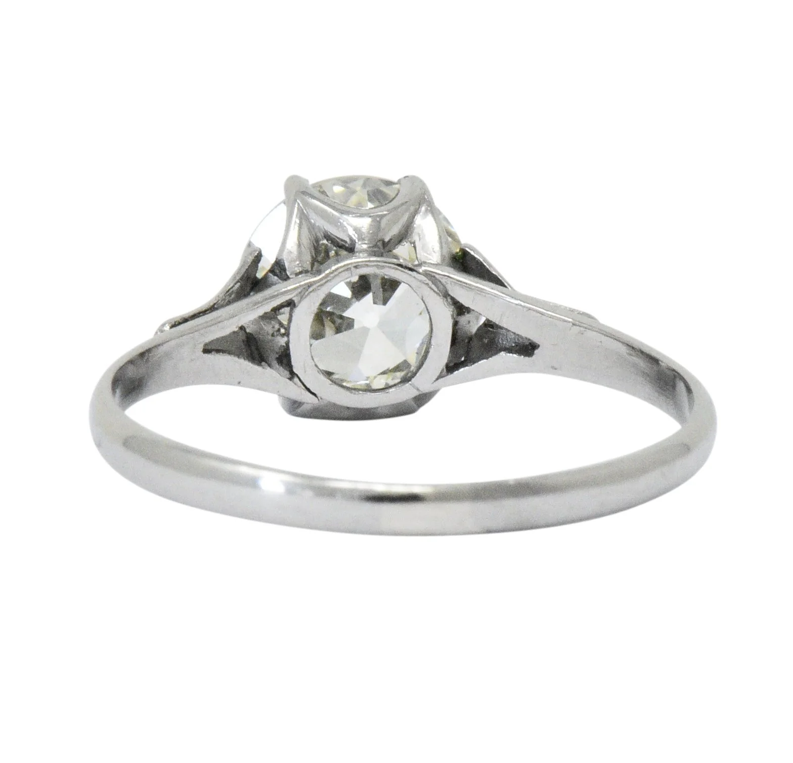Late Edwardian 1.53 CTW Diamond 14 Karat White Gold Engagement Ring GIA - Image 4
