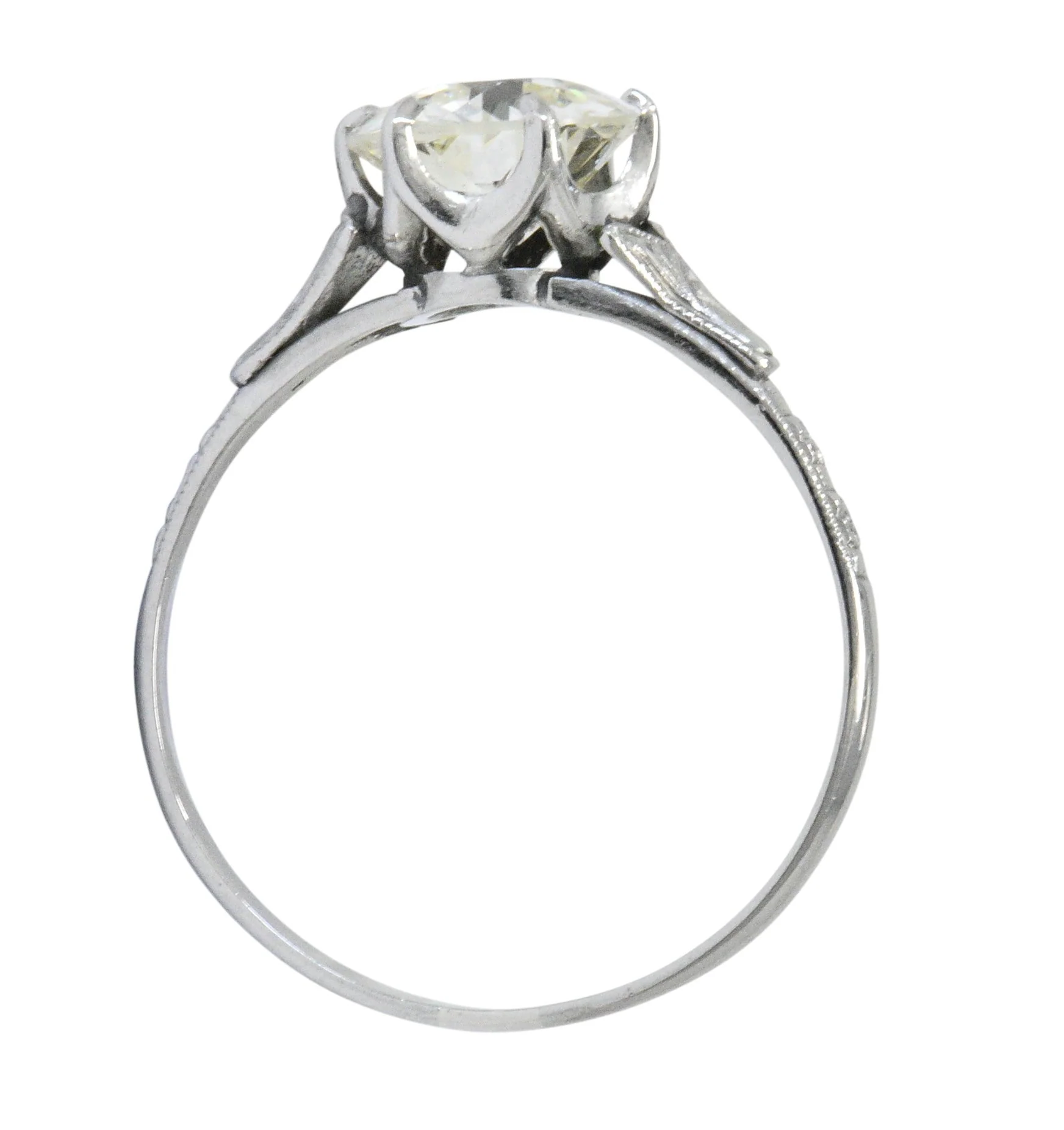 Late Edwardian 1.53 CTW Diamond 14 Karat White Gold Engagement Ring GIA - Image 5