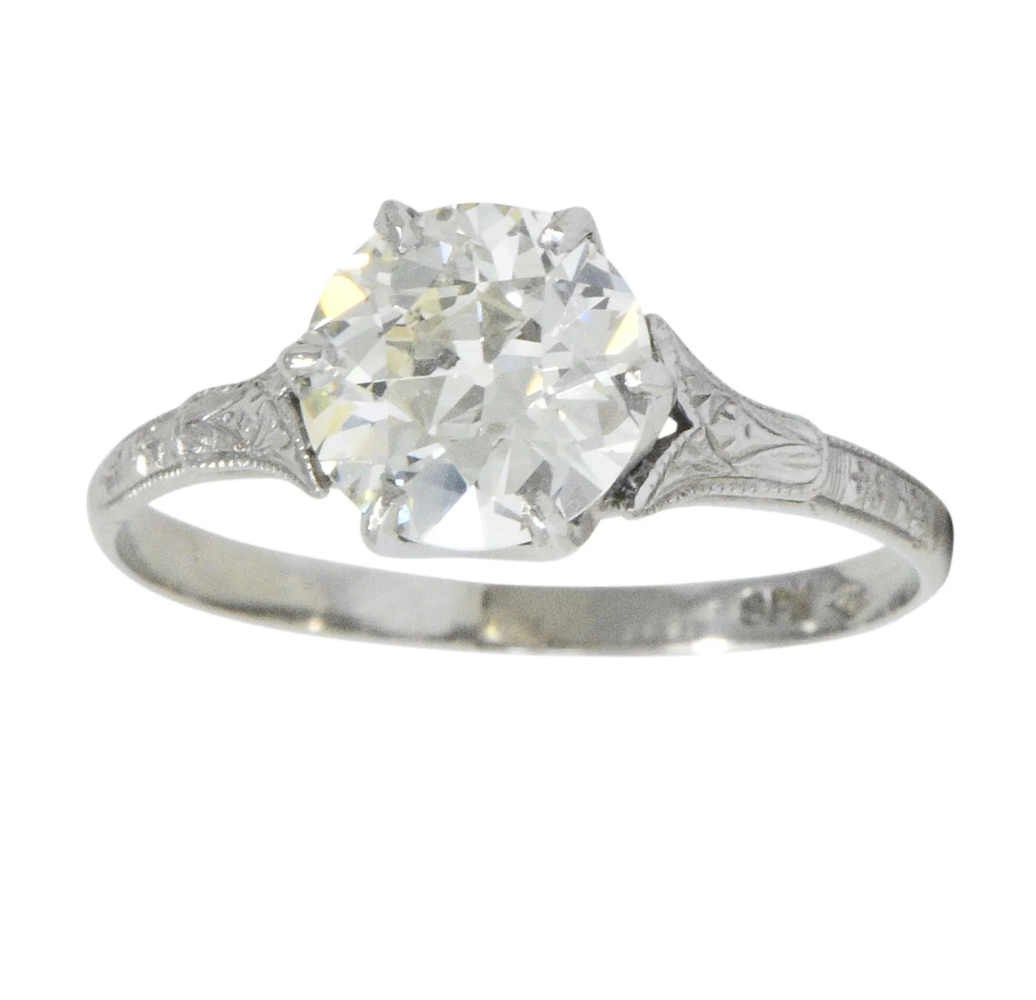 Late Edwardian 1.53 CTW Diamond 14 Karat White Gold Engagement Ring GIA - Image 6