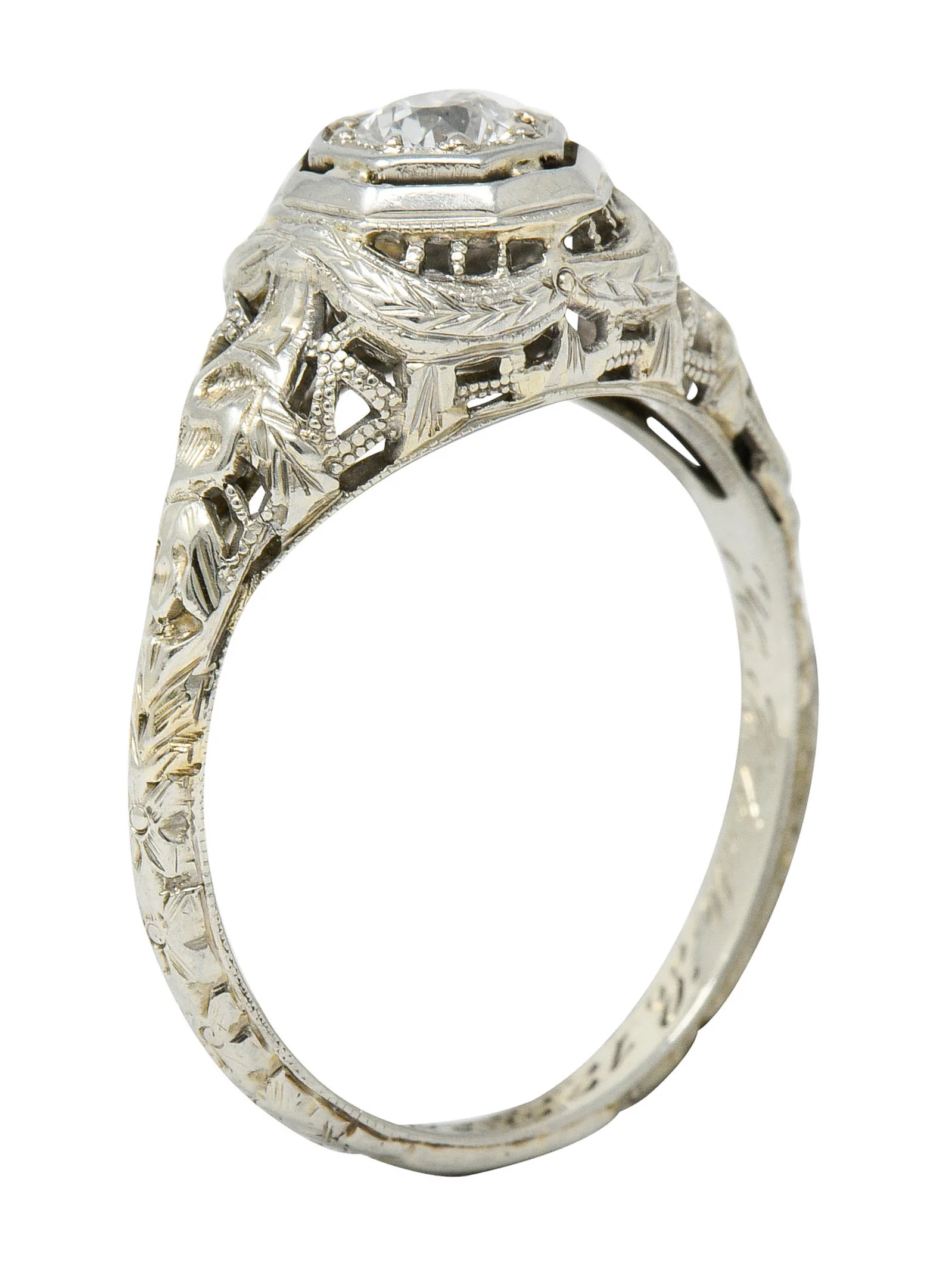 Late Edwardian Diamond 18 Karat White Gold Engagement Ring - Image 10
