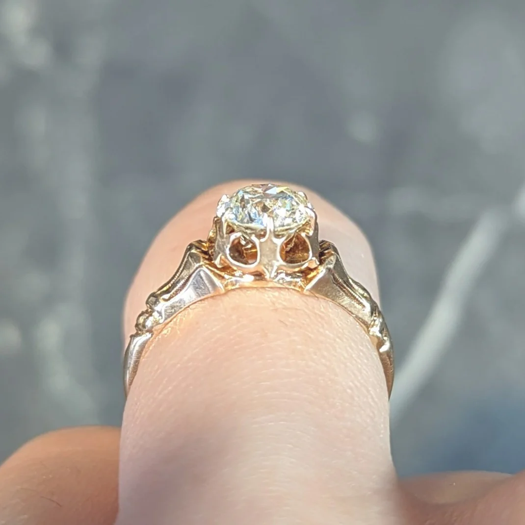 Late Victorian 1.12 CTW Old European Diamond 14 Karat Gold Solitaire Antique Engagement Ring GIA - Image 14