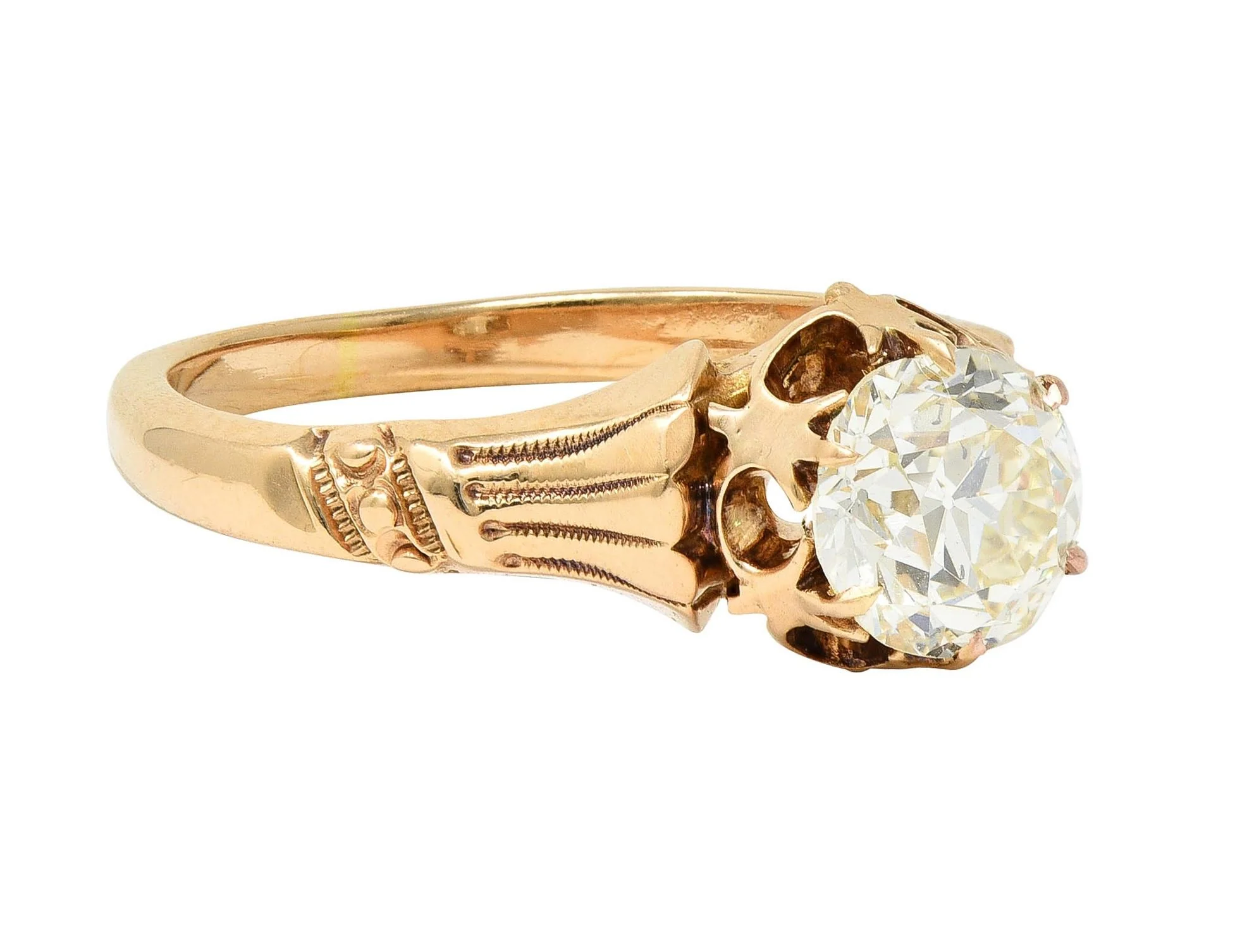 Late Victorian 1.12 CTW Old European Diamond 14 Karat Gold Solitaire Antique Engagement Ring GIA - Image 2