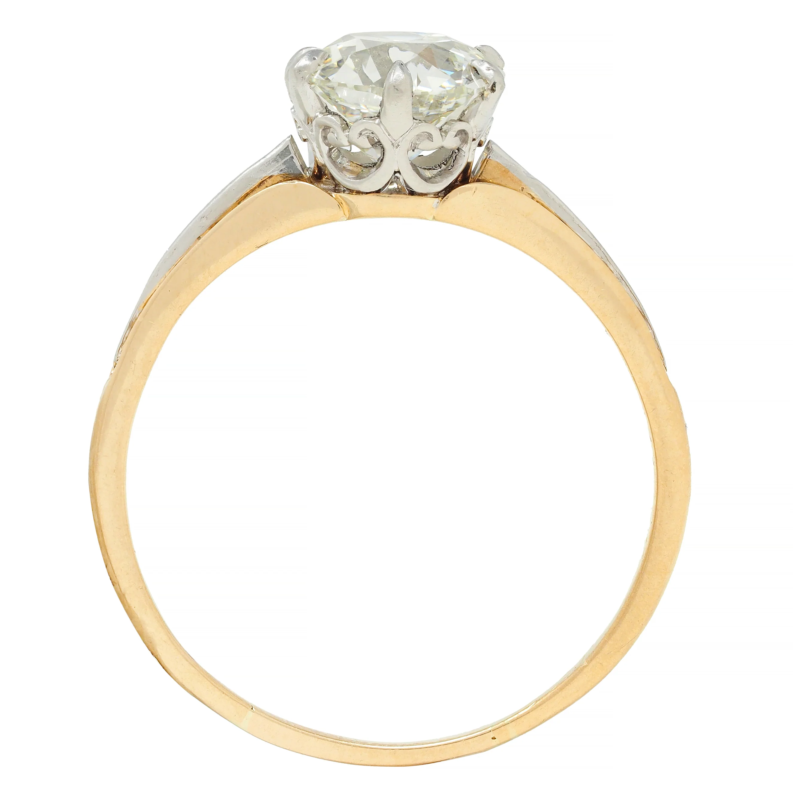 Late Victorian 1.46 CTW Old Mine Diamond Platinum 14 Karat Gold Engagement Ring - Image 10
