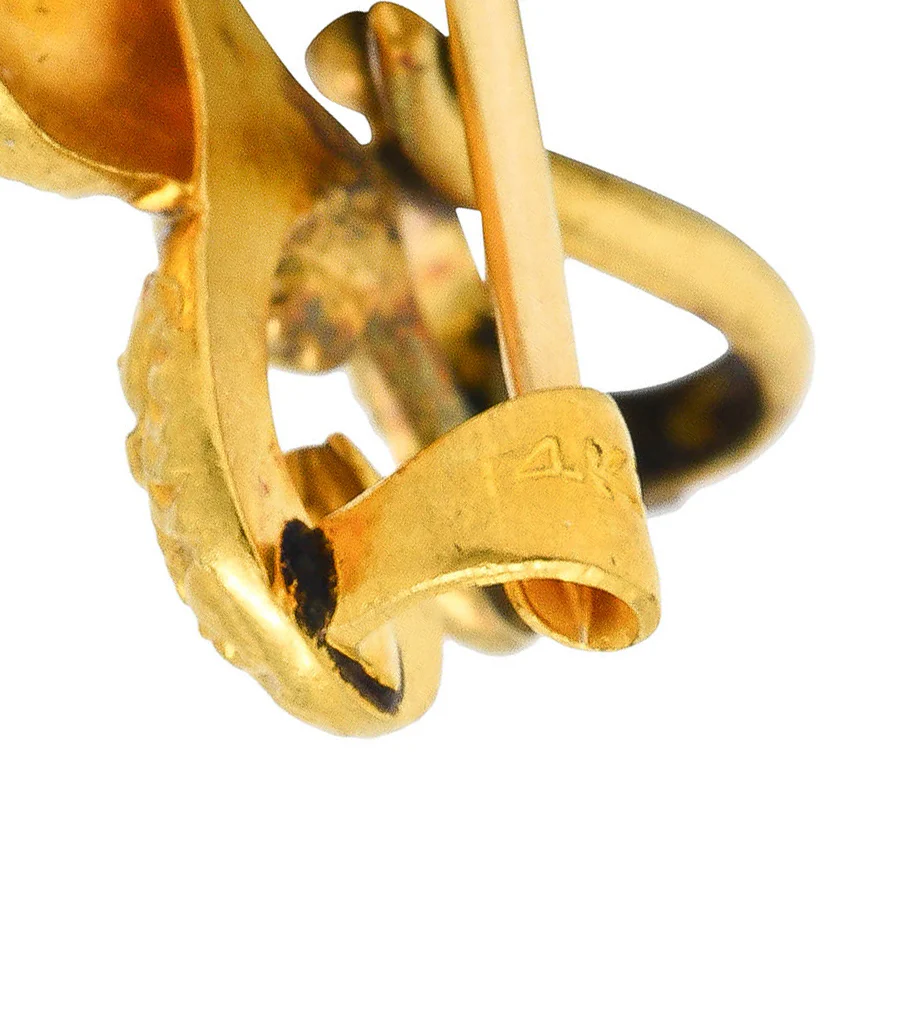 Late Victorian 14 Karat Gold Fleur-De-Lis Pendant Brooch Watch Locket Pin - Image 5