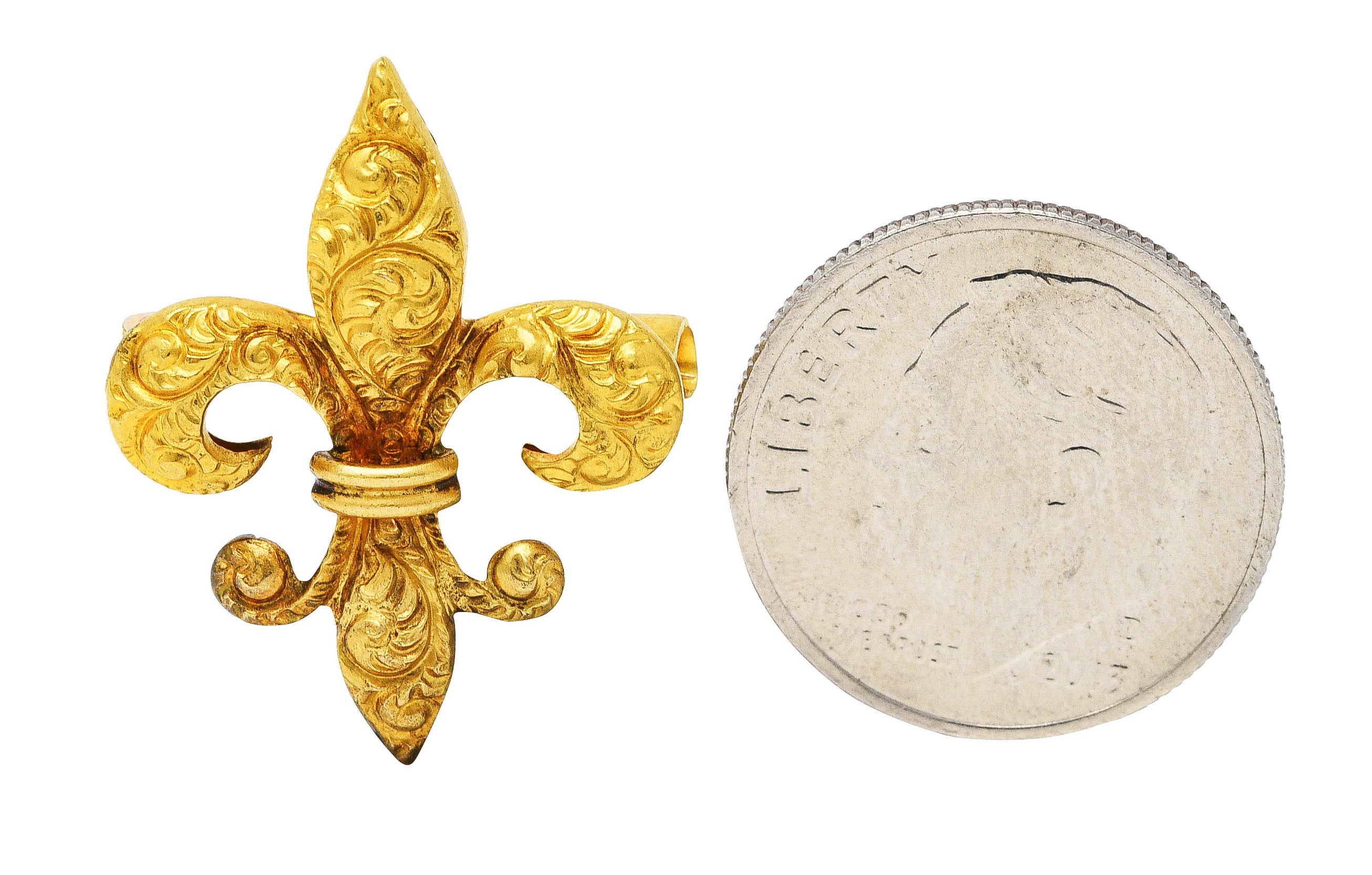 Late Victorian 14 Karat Gold Fleur-De-Lis Pendant Brooch Watch Locket Pin - Image 7