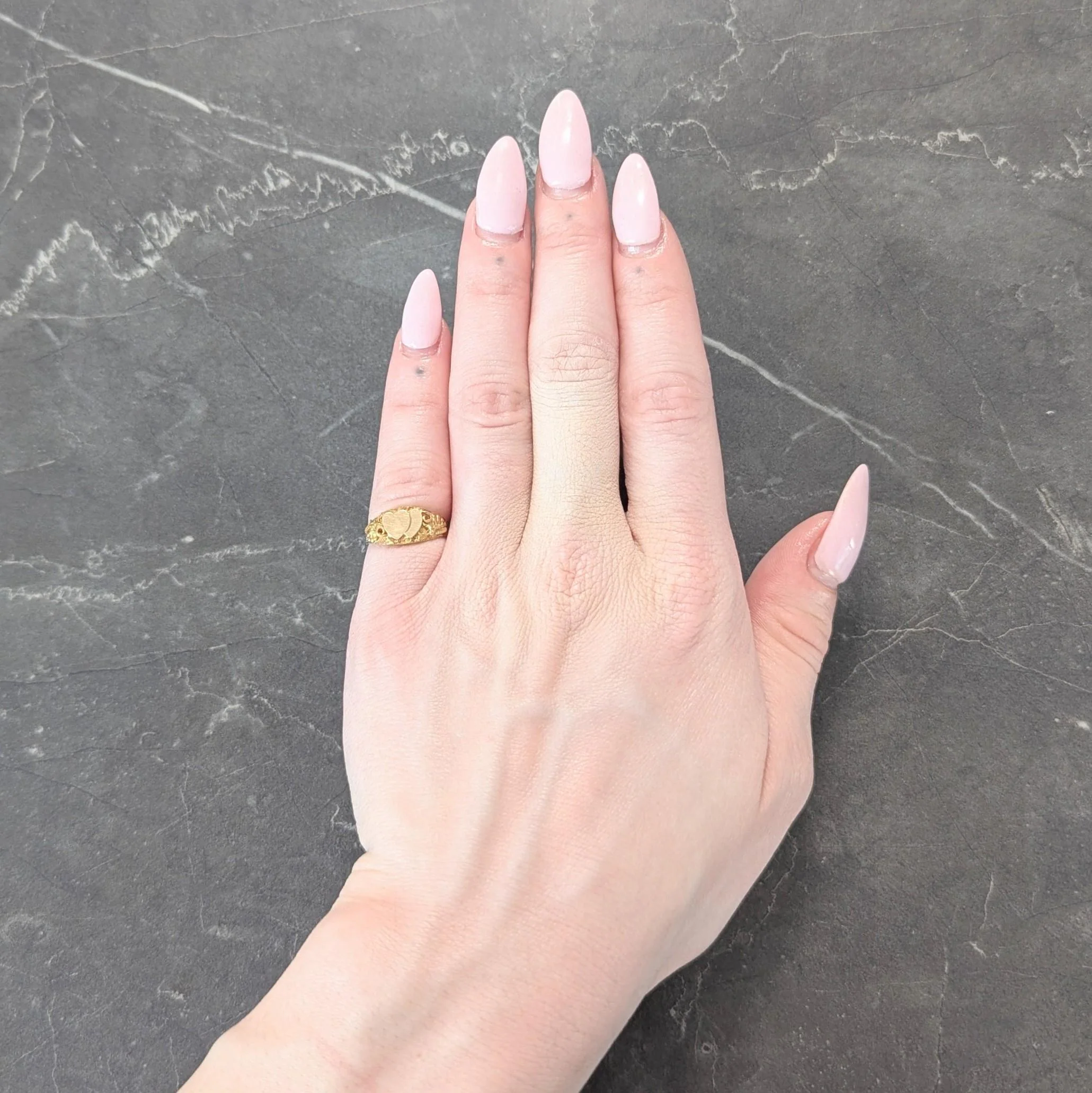 Late Victorian 14 Karat Two-Tone Gold Nugget Grapevine Sweetheart Antique Signet Ring - Image 8