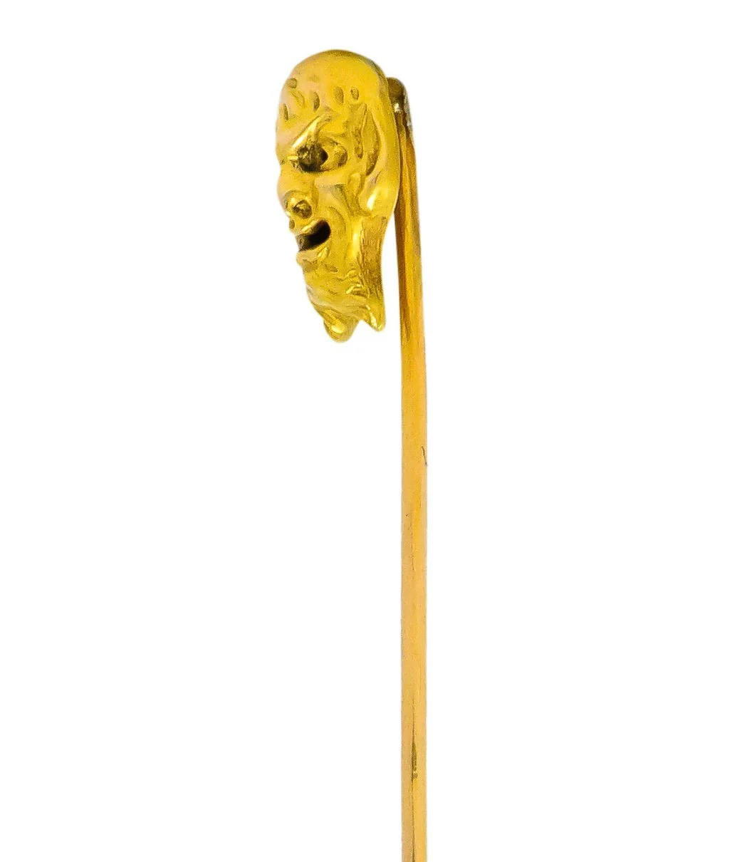 Late Victorian 18 Karat Gold Bacchus Satyr Stickpin - Image 3