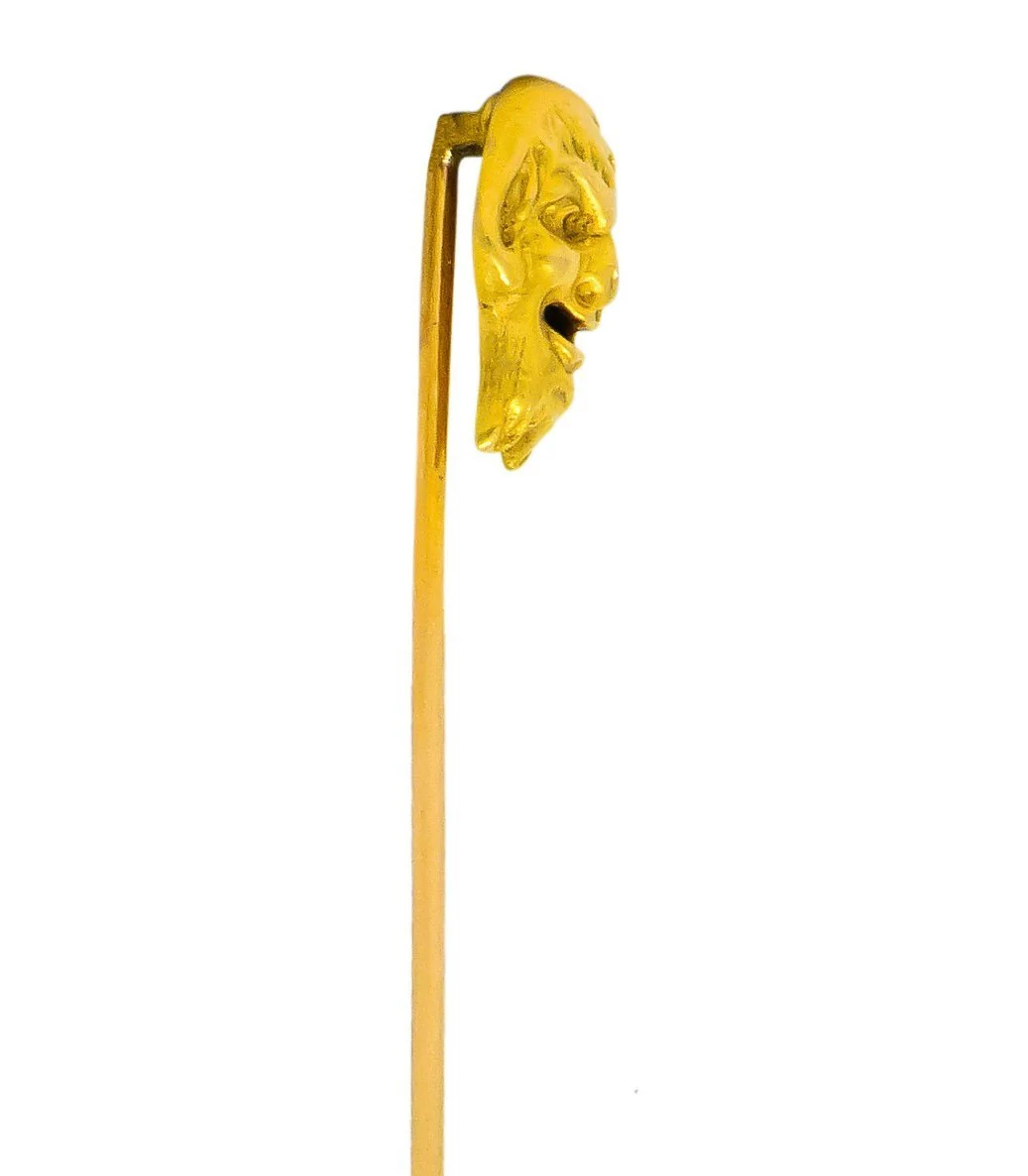 Late Victorian 18 Karat Gold Bacchus Satyr Stickpin - Image 5