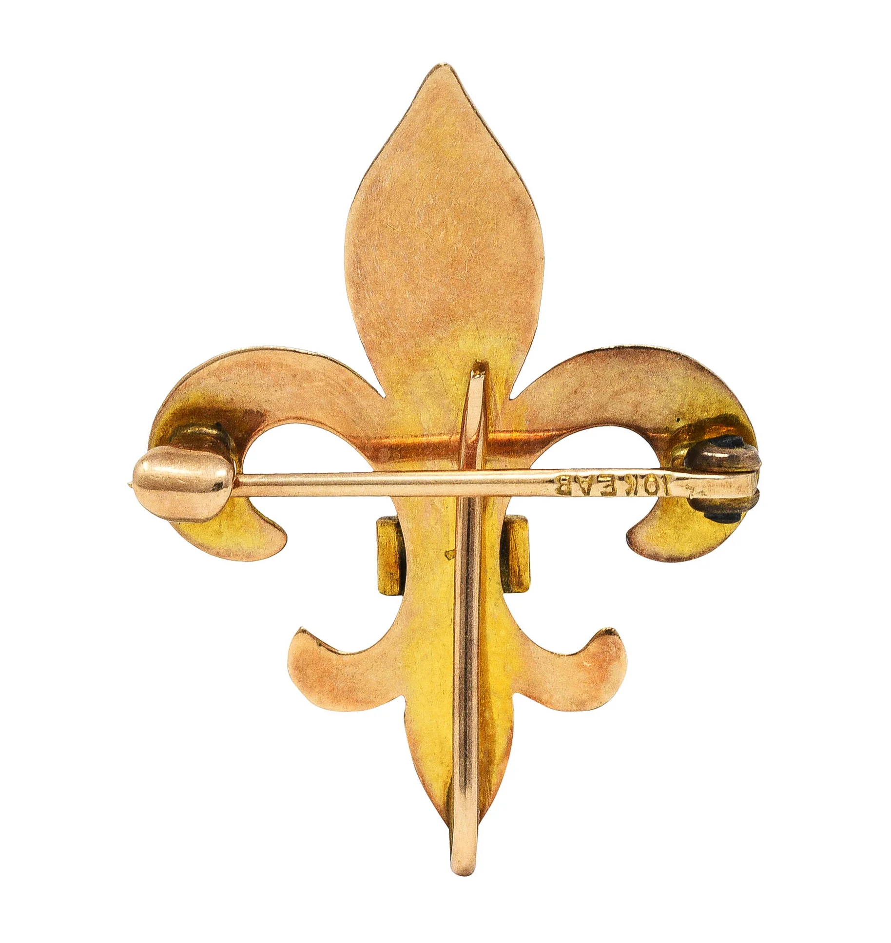 Late Victorian Pearl 14 Karat Gold Fleur-De-Lis Pendant Brooch - Image 3